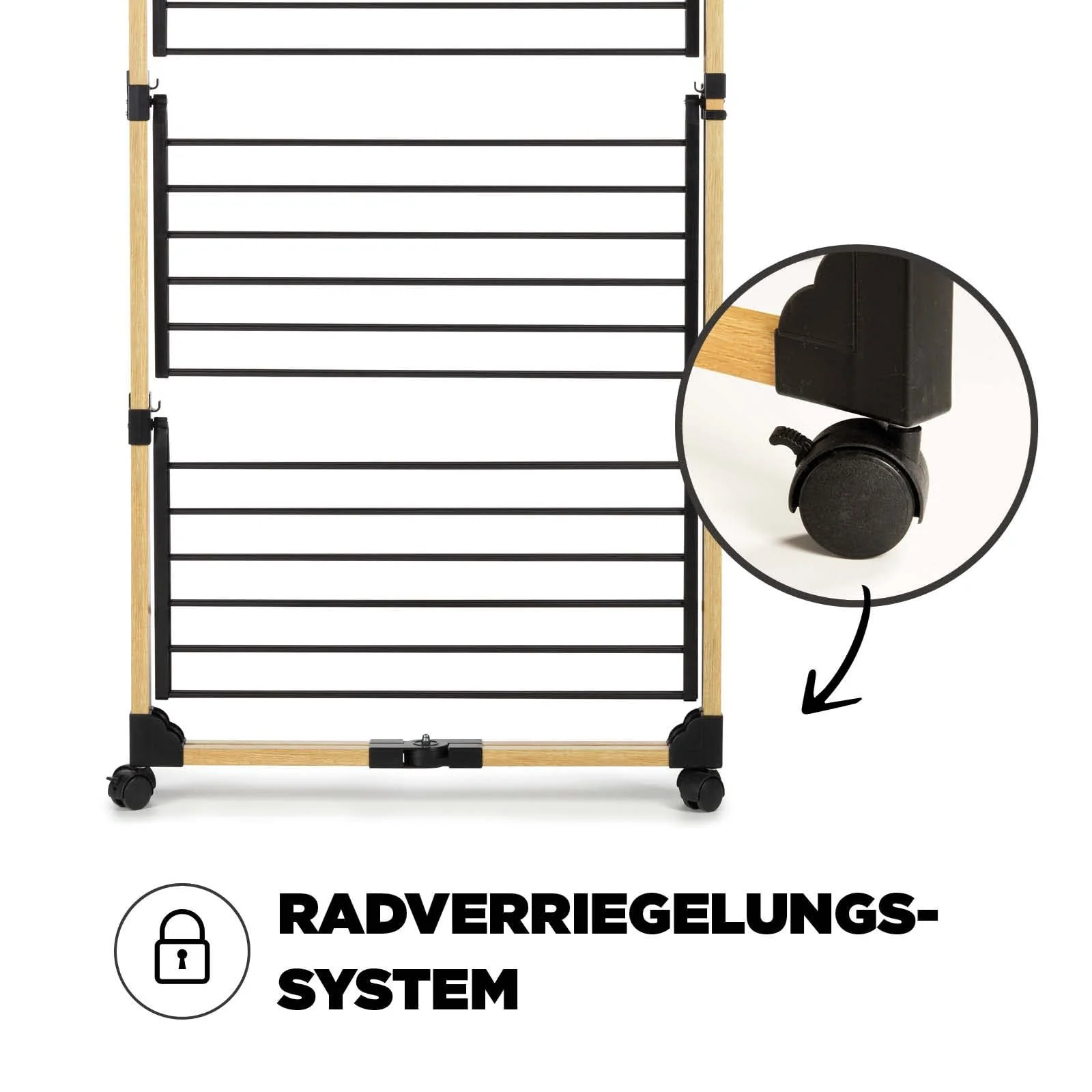 Vitapur Faltbarer Wäscheständer I Trocknen auf Mehreren Ebenen I Standtrockner 69x136x69 cm I Bis zu 20 kg Wäsche I wäschetrockner ideal für kleine Wohnungen I Stabile Räder - Image 7