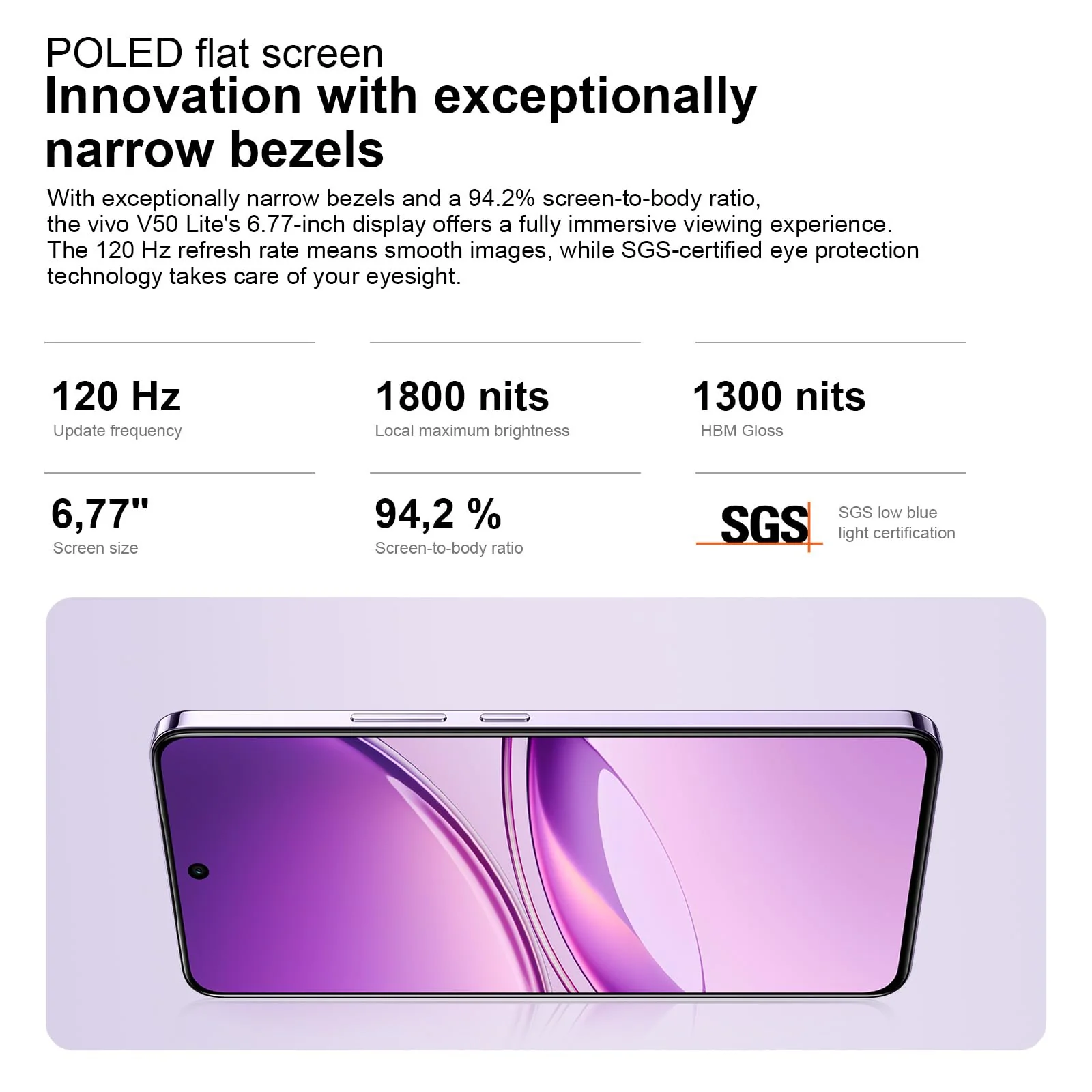 VIVO V50 Lite 4G Smartphone 8GB 256GB, 6,77" 120Hz P-OLED Bildschirm,50MP Sony Hauptkamera, Aura Light, 5200 mAh Akku, MediaTek Dimensity 6300, Android 15, Dual SIM, NFC, Schwarz - Image 7