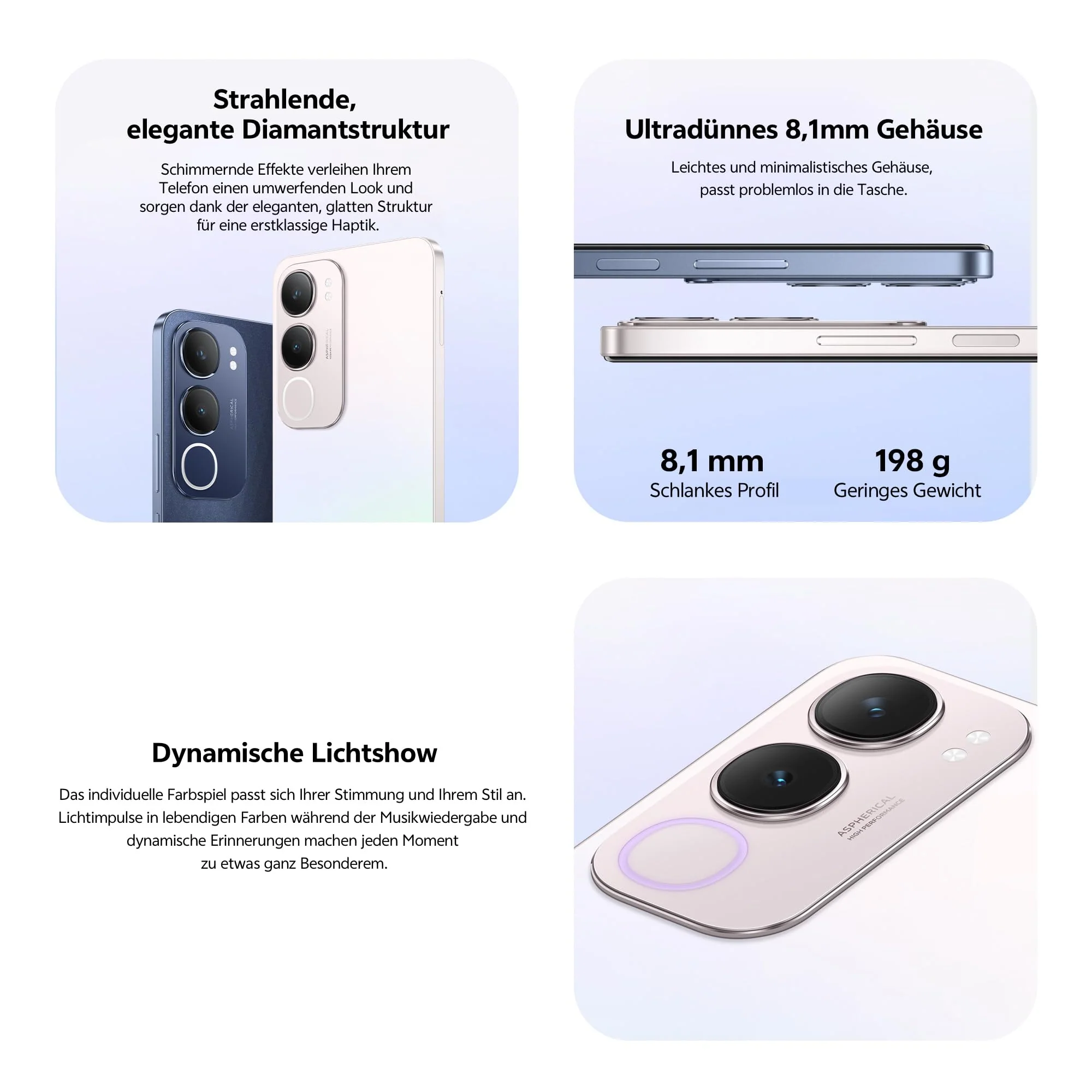 vivo Y19s Smartphone, 8 GB + 256 GB, 6 GB Erweiterter RAM, 6,68″ LCD-Display, 90 Hz Bildwiederholungsrate, Dynamisches Licht, 50MP Hauptkamera, 5150 mAh Akku, IP64, 300% Lautstärke, NFC-Unterstützung - Image 7