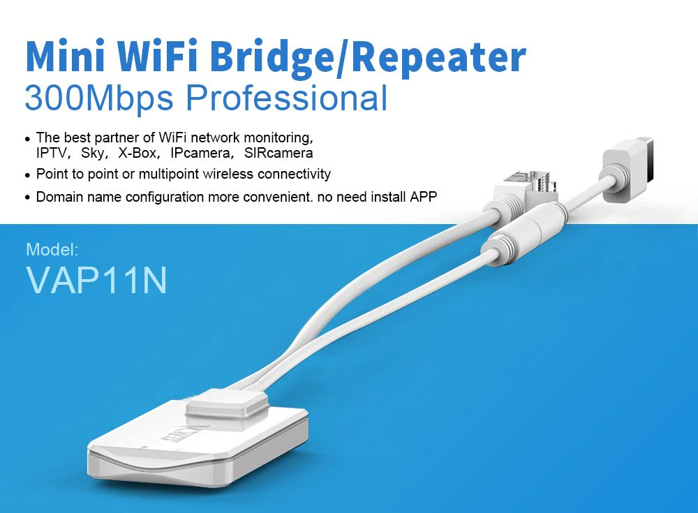 Vonets VAP11N-300 2,4 GHz Band Mini WLAN Bridge Ethernet WiFi Bridge Wireless zu LAN-Adapter 300 Mbps 802.11b/g/n für Netzwerkgeräte, die eine WLAN-Verbindung benötigen, mit Access Point Funktion - Image 2