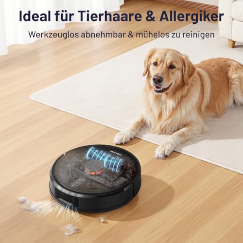 VONKO S6 Pro Saugroboter mit Wischfunktion und Absaugstation, 8000Pa Saugkraft,LiDAR 2.0 Laser Navigation,180 Min.Laufzeit,Teppicherkennung,App/Alexa,Ideal für Tierhaare,Teppich & Hartböden - Image 6