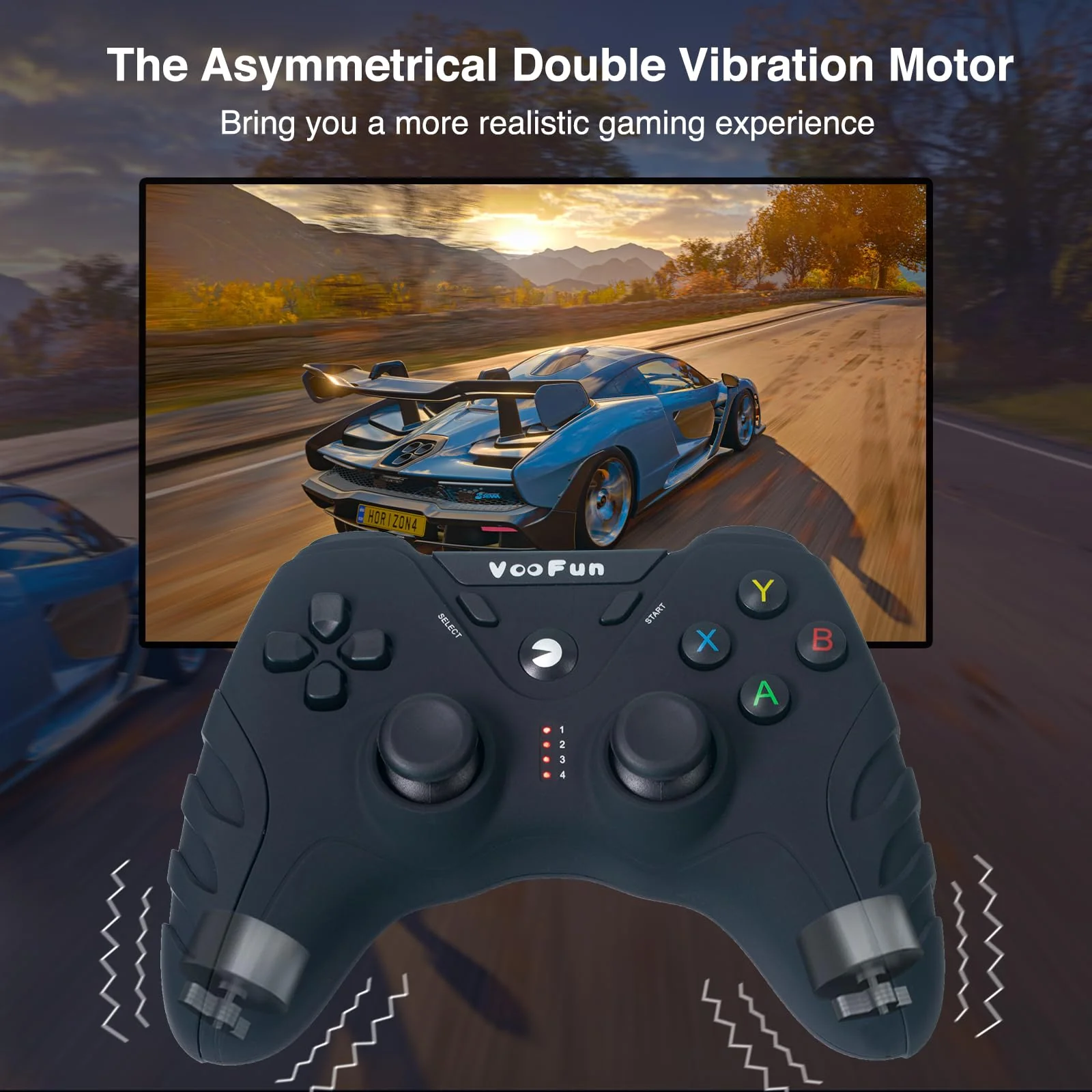 VooFun PC Controller Wireless, Gamepad PC mit Hall Effekt Joystick(No Drift), PS3 Gaming Controller mit Dual-Vibration für PC Windows 11/10/8/7, PS3, Steam, Android TV, TV Box, Raspberry Pi, Schwarz - Image 4