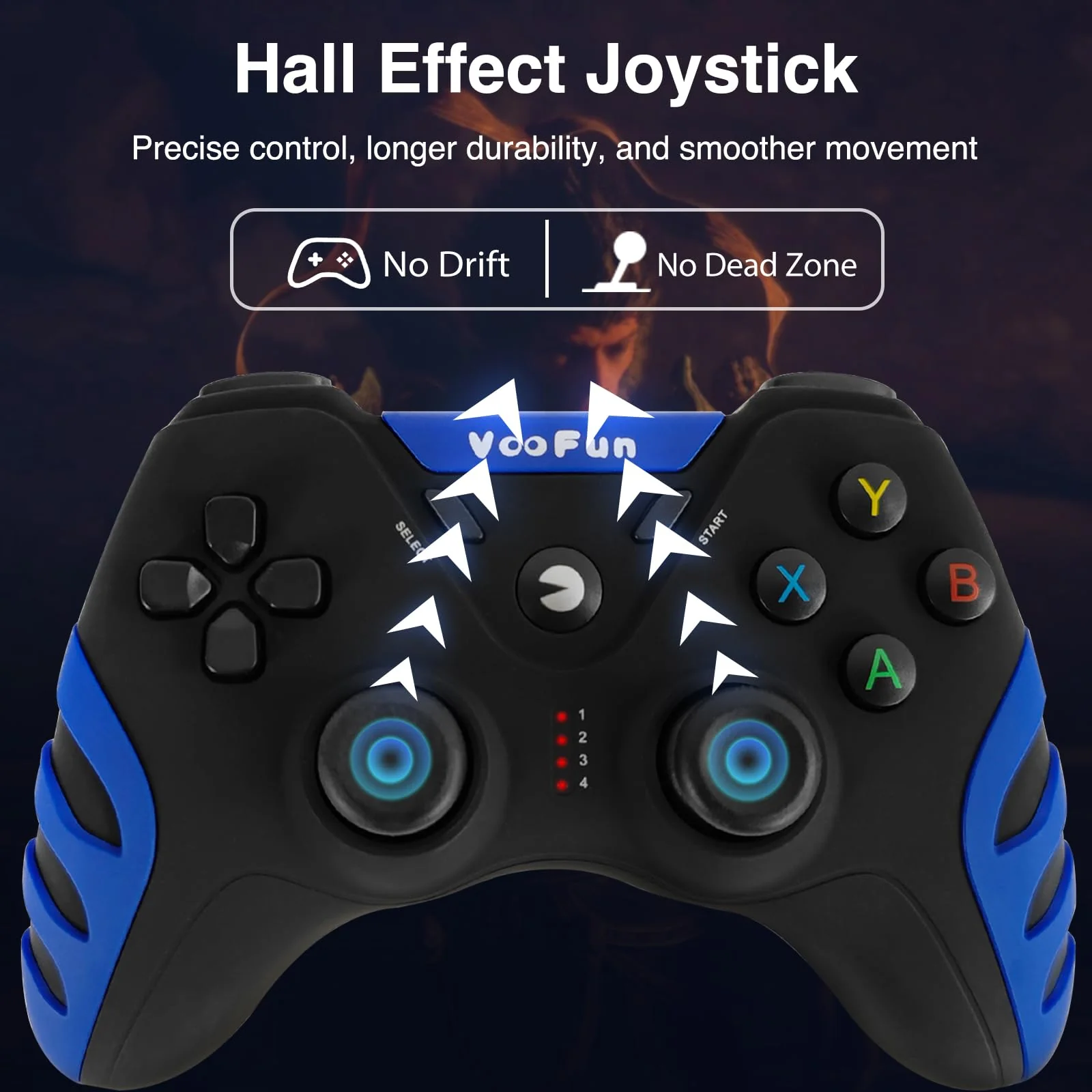 VooFun PC Controller, Wireless PS3 Controller PC Gamepad mit Hall Effekt Joystick, Dual-Vibration, Gaming Controller für PC Windows 7/8/10/11, PS3, Steam, Android Smart TV, TV Box, Raspberry Pi, Blau - Image 5