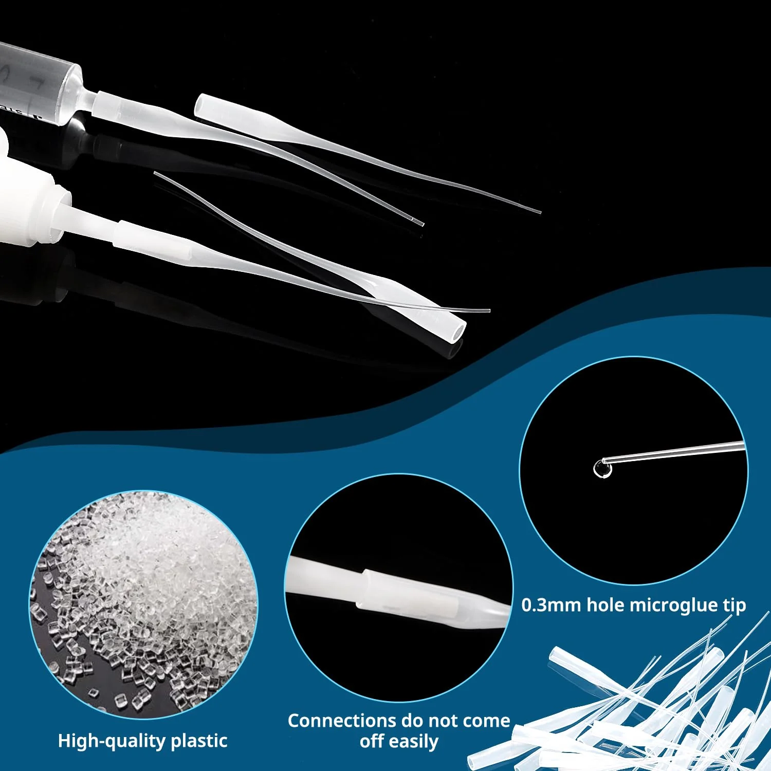 VooGenzek 100 Stücke 0.3mm Transparent Kunststoff Kleber Micro Tips, Kleber Extender Präzision Applikator, für Kunsthandwerk Hobby Projekte Labor Dispensing Klebstoffspender - Image 5