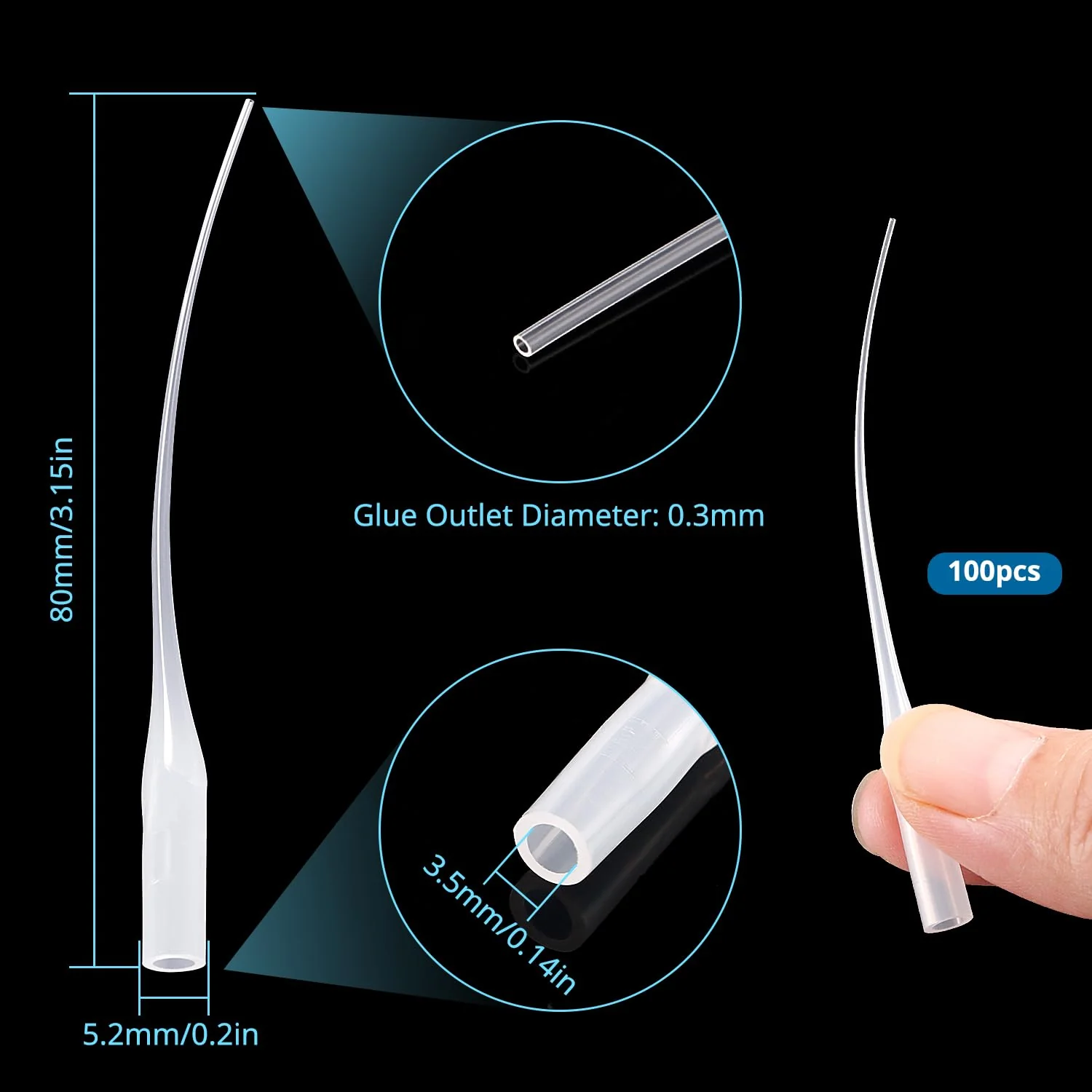VooGenzek 100 Stücke 0.3mm Transparent Kunststoff Kleber Micro Tips, Kleber Extender Präzision Applikator, für Kunsthandwerk Hobby Projekte Labor Dispensing Klebstoffspender - Image 7