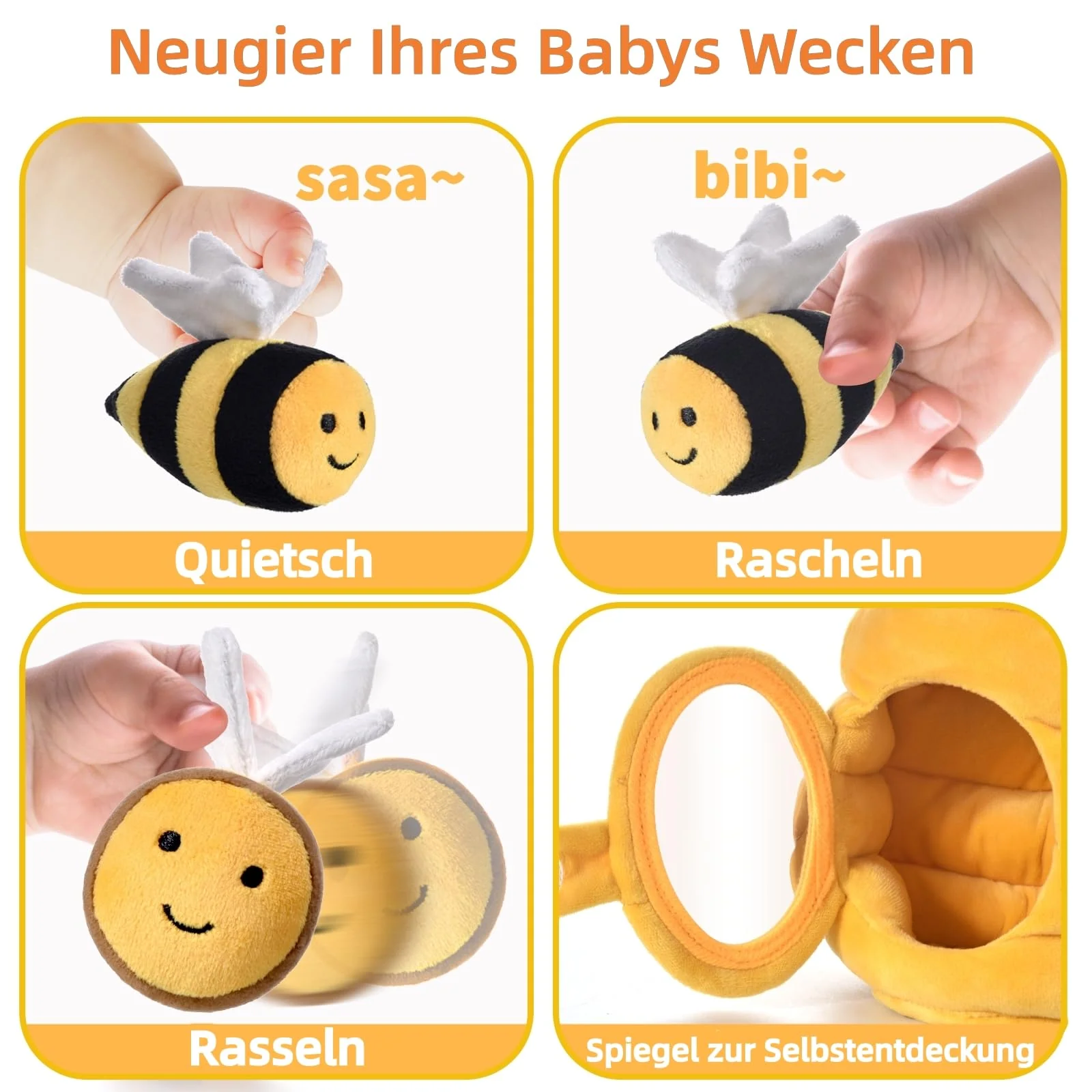 VORENUS Baby Spielzeug 6-12 Monate,6-in-1 Baby Bienenstock mit 5 Bienen Montessori Sensorik Spielzeug mit Scheune,Rassel,Spiegel,Kinder Lernspiele & Motorikspielzeug Geschenke für Kinder 1 2 3 Jahre - Image 7