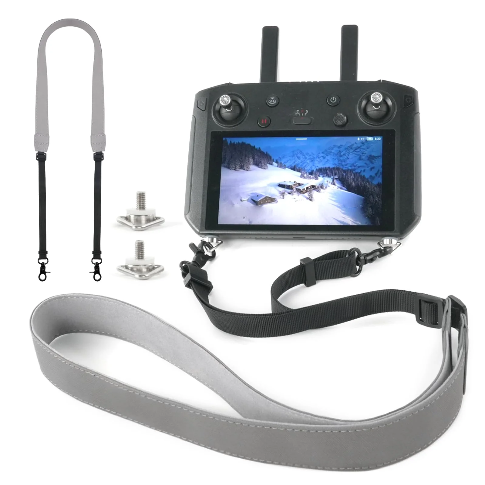 Votoko Fernbedienungs Leather Lanyard für DJI RC/RC 2/RC Pro/RC Plus, DJI Mini 3 Pro Mini 4 Pro RC Strap, Verstellbarer PU Gurt für Mavic 3/Mini 3 Pro/Mini 4 Pro Remote Controller Zubehör, Hellgrau
