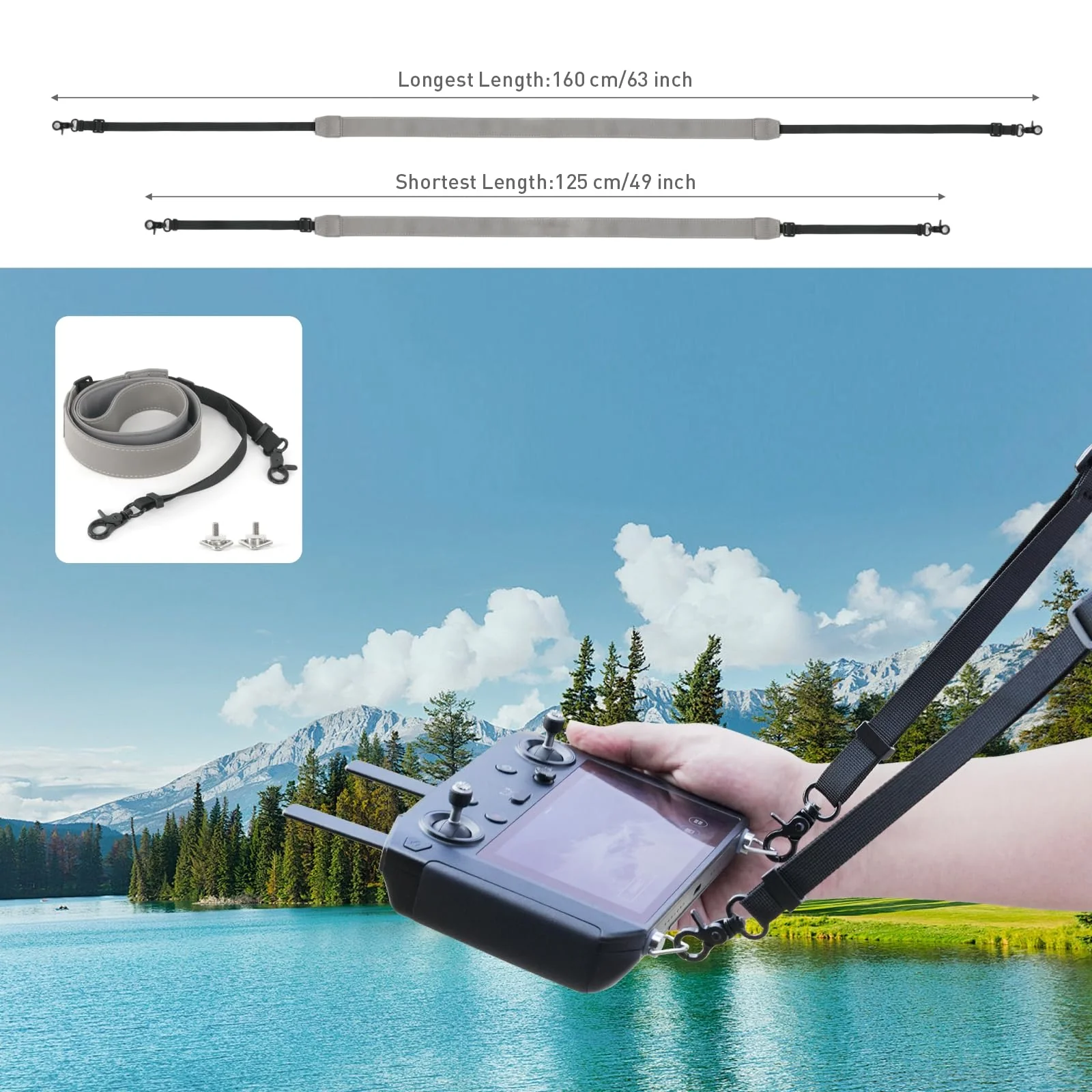Votoko Fernbedienungs Leather Lanyard für DJI RC/RC 2/RC Pro/RC Plus, DJI Mini 3 Pro Mini 4 Pro RC Strap, Verstellbarer PU Gurt für Mavic 3/Mini 3 Pro/Mini 4 Pro Remote Controller Zubehör, Hellgrau - Image 7