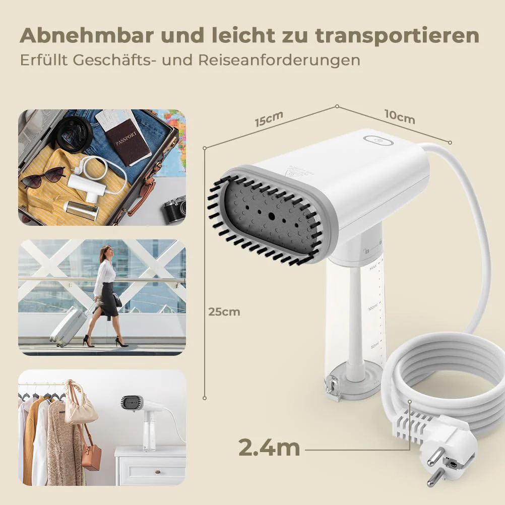 Vpcok Direct Steamer Dampfglätter Reise 1000W Dampfbürste mit 150ML Tank für vertikales, horizontales Dampf, Tragbares Handbügeleisen Dampfbügel schnelles Aufheizen, Faltenentfernung für Kleidung - Image 10
