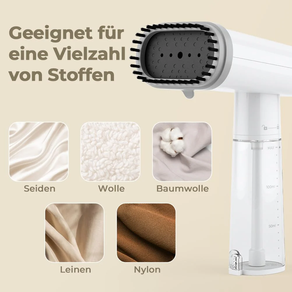 Vpcok Direct Steamer Dampfglätter Reise 1000W Dampfbürste mit 150ML Tank für vertikales, horizontales Dampf, Tragbares Handbügeleisen Dampfbügel schnelles Aufheizen, Faltenentfernung für Kleidung - Image 15