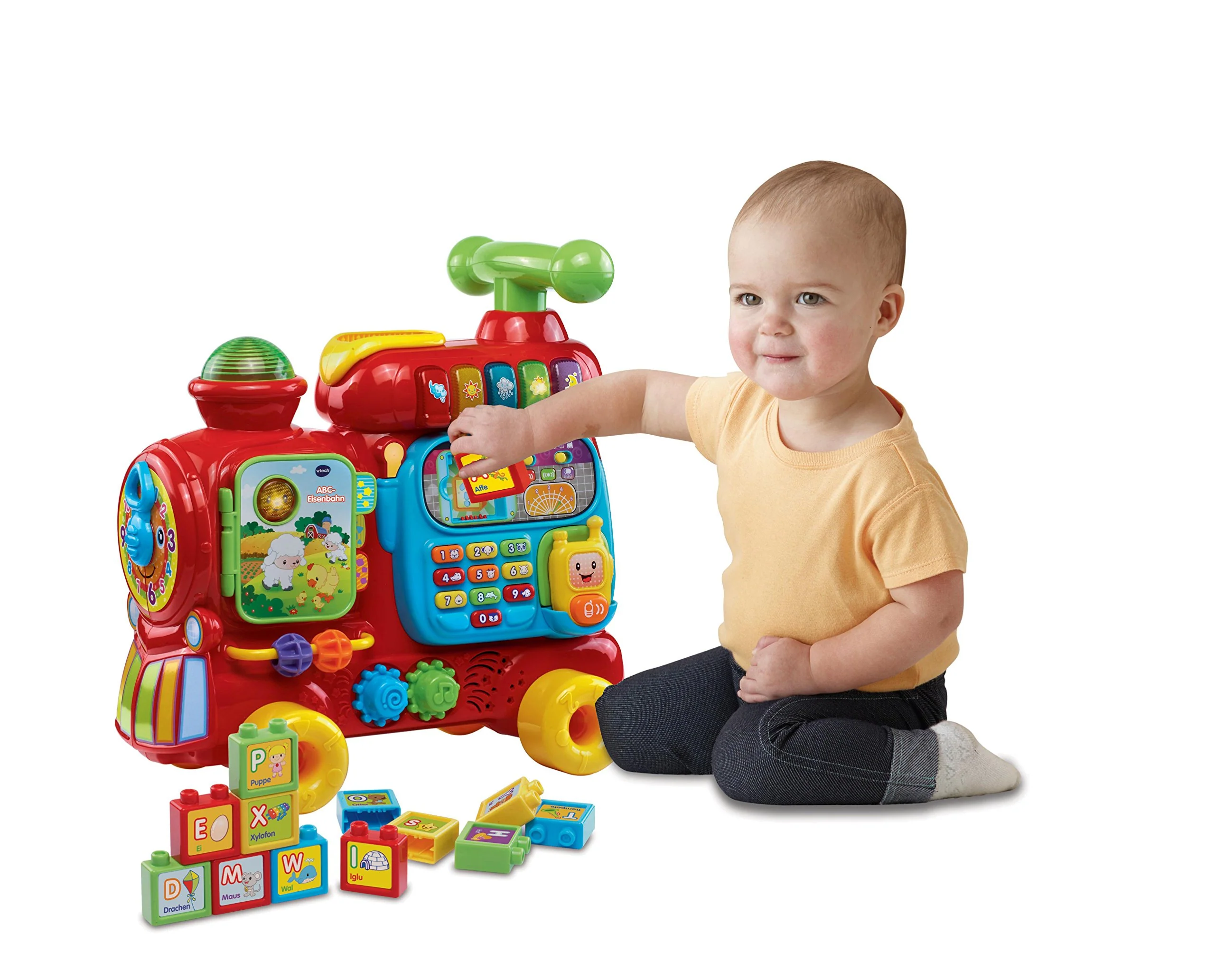 VTech Baby ABC-Eisenbahn – Rutschfahrzeug, Zieh- oder Laufwagen und Spielboard mit Zahlen, Buchstaben, Farben, Tieren und Musik – Für Kinder von 12-36 Monaten - Image 4
