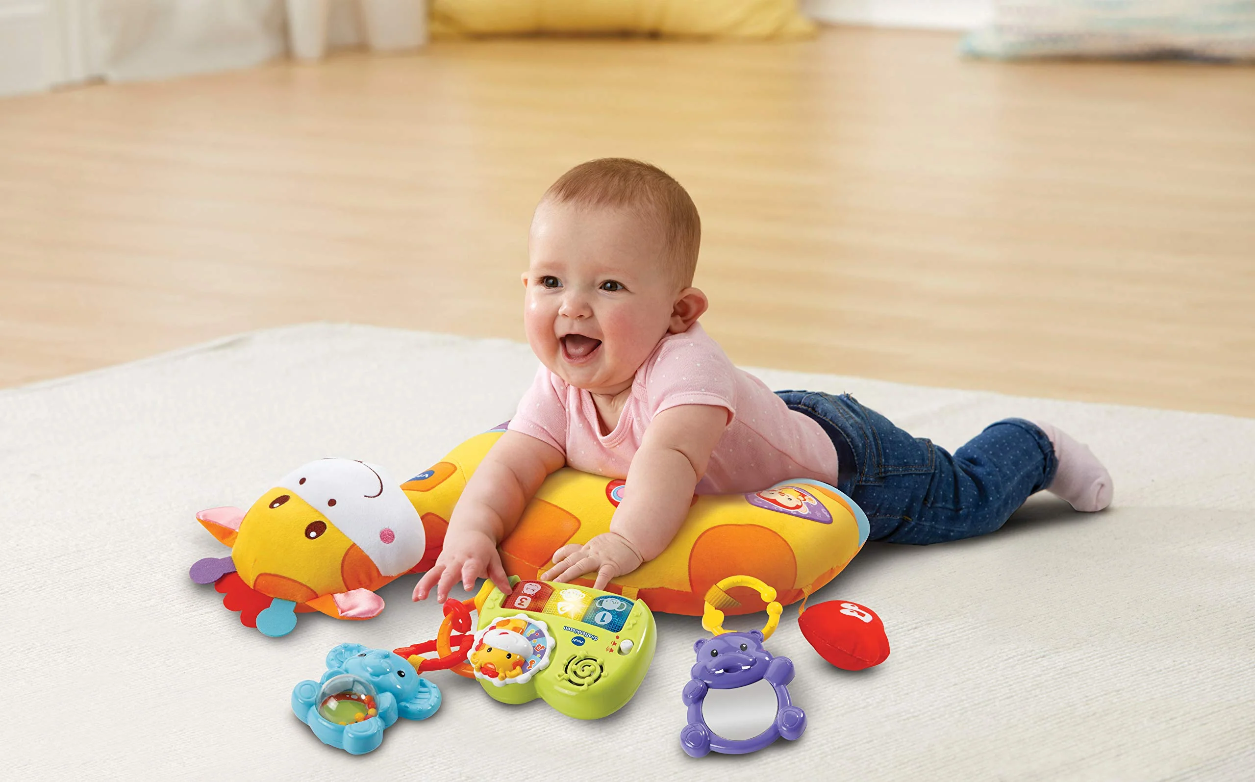 Vtech Baby Giraffenkissen – Niedliches Kissen zum Kuscheln, Spielen in Bauchlage und Rasseln – Für Kinder von 0-24 Monaten - Image 3
