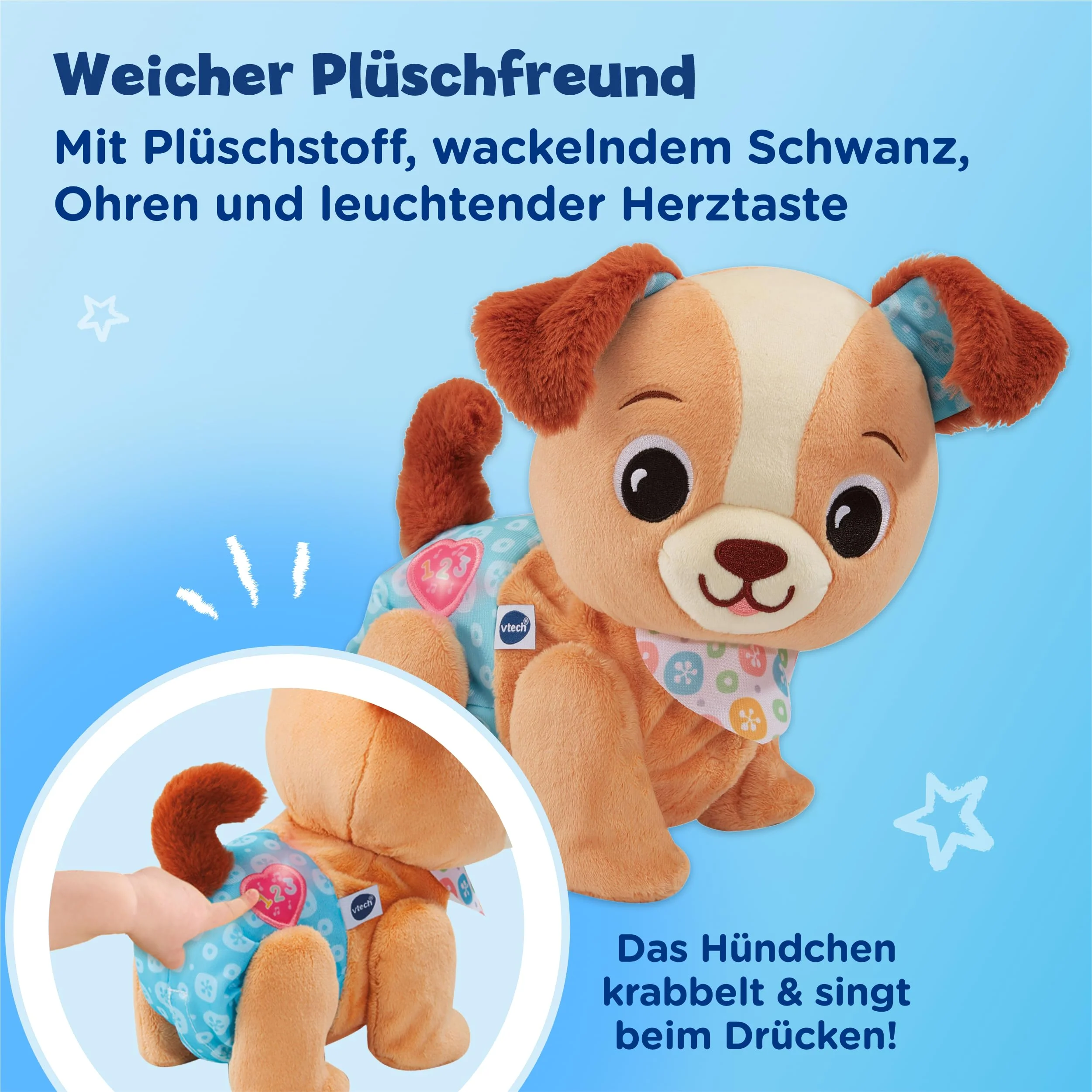 Vtech Baby Krabbel-mit-Mir-Hündchen – Interaktives Plüschtier, das alleine krabbelt, spricht, singt und Geräusche abspielt – Für Kinder von 9-36 Monaten - Image 5