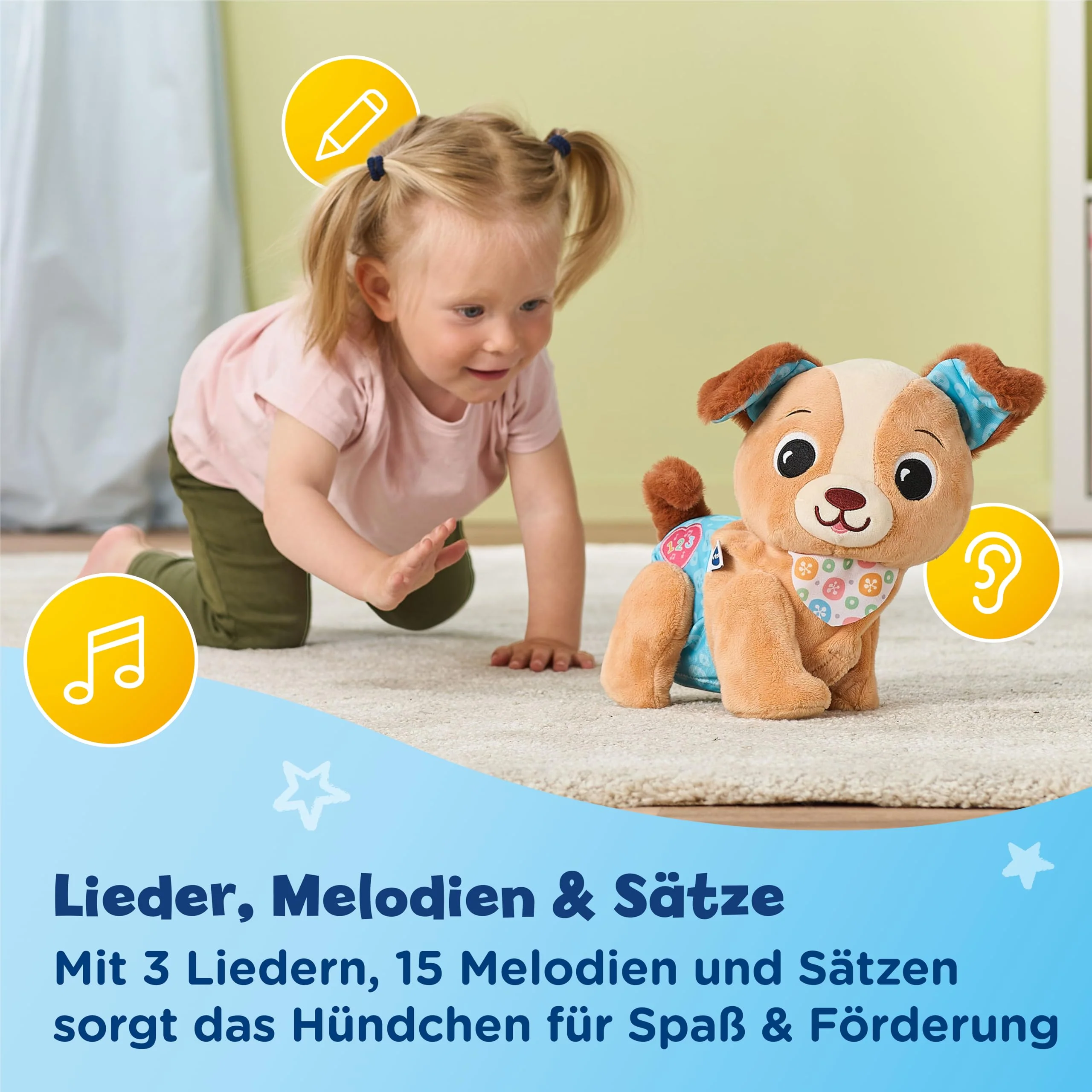Vtech Baby Krabbel-mit-Mir-Hündchen – Interaktives Plüschtier, das alleine krabbelt, spricht, singt und Geräusche abspielt – Für Kinder von 9-36 Monaten - Image 6
