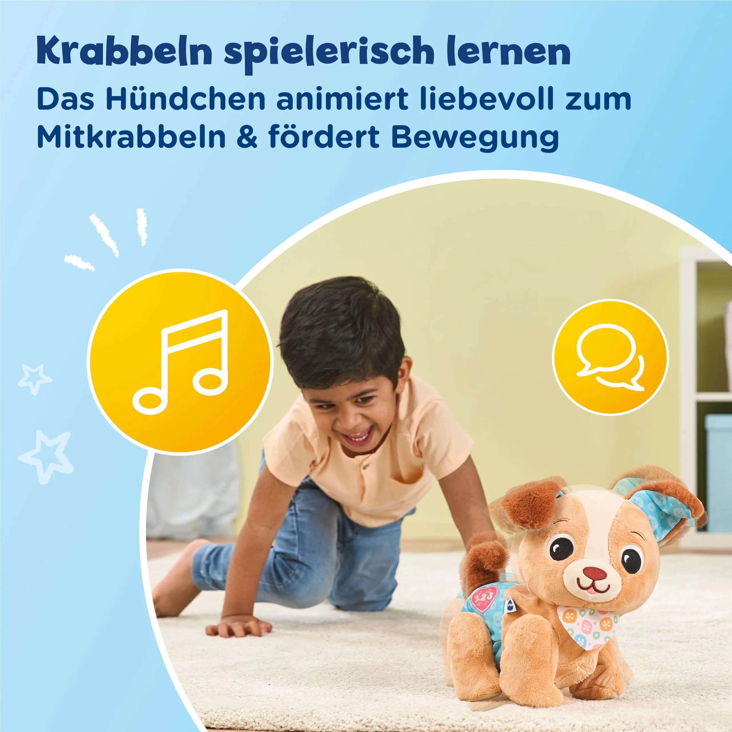 Vtech Baby Krabbel-mit-Mir-Hündchen – Interaktives Plüschtier, das alleine krabbelt, spricht, singt und Geräusche abspielt – Für Kinder von 9-36 Monaten - Image 7