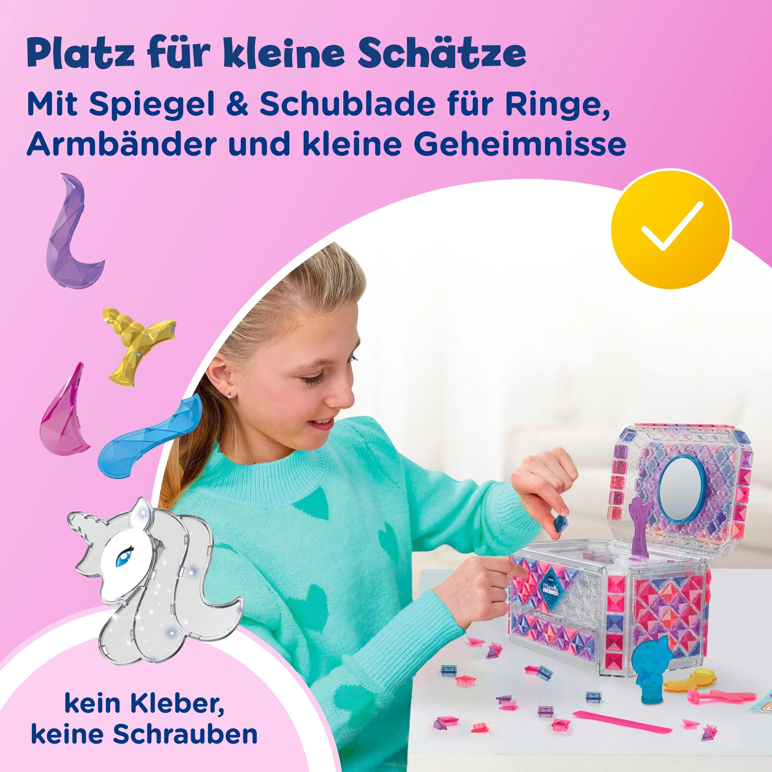 Vtech Mosaic Magic Lights Schmuckkästchen I Bastelset für Kinder mit Licht- und Musikmodus I Kreatives Kästchen mit 210 bunten Steinen Spiegel & Schublade I Kreativität Feinmotorik ab 5 Jahren - Image 3