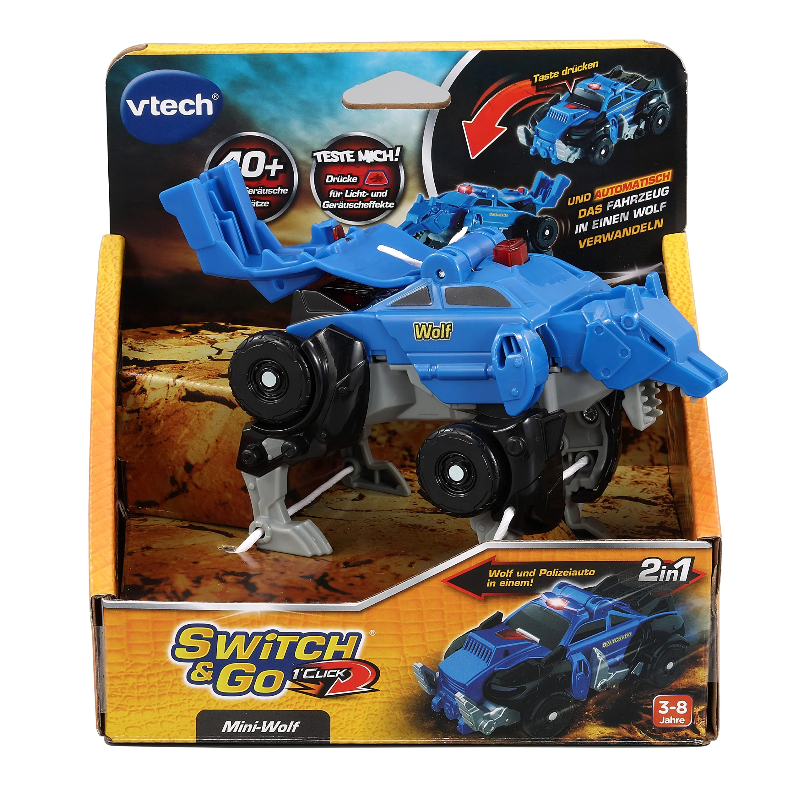 VTech Switch and Go OneClick-Mini-Wolf – Wolf-Auto-Transformer – 2-in-1 Spielzeug mit Geräusch- und Lichteffekten – Für Kinder von 3-8 Jahren - Image 2