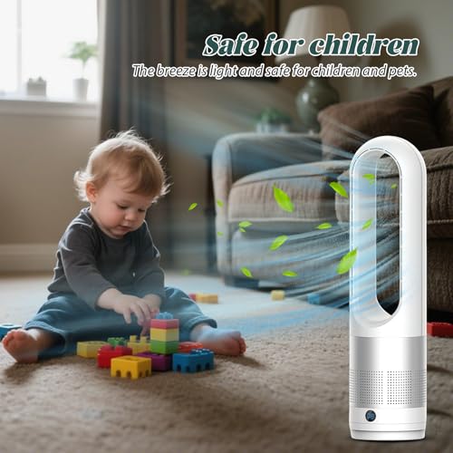 Vulaop Leiser Turmventilator, Lüfter ohne Rotorblätter – 8 Stufen + Boost-Modus, 90° Oszillation, 5 m Fernbedienung, LED-Touchdisplay, leiser Betrieb ≤50dB, Timer 8h für Zuhause & Büro (D) - Image 4