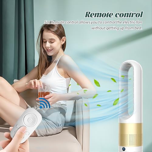 Vulaop Leiser Turmventilator, Lüfter ohne Rotorblätter – 8 Stufen + Boost-Modus, 90° Oszillation, 5 m Fernbedienung, LED-Touchdisplay, leiser Betrieb ≤50dB, Timer 8h für Zuhause & Büro (Weiß) - Image 3