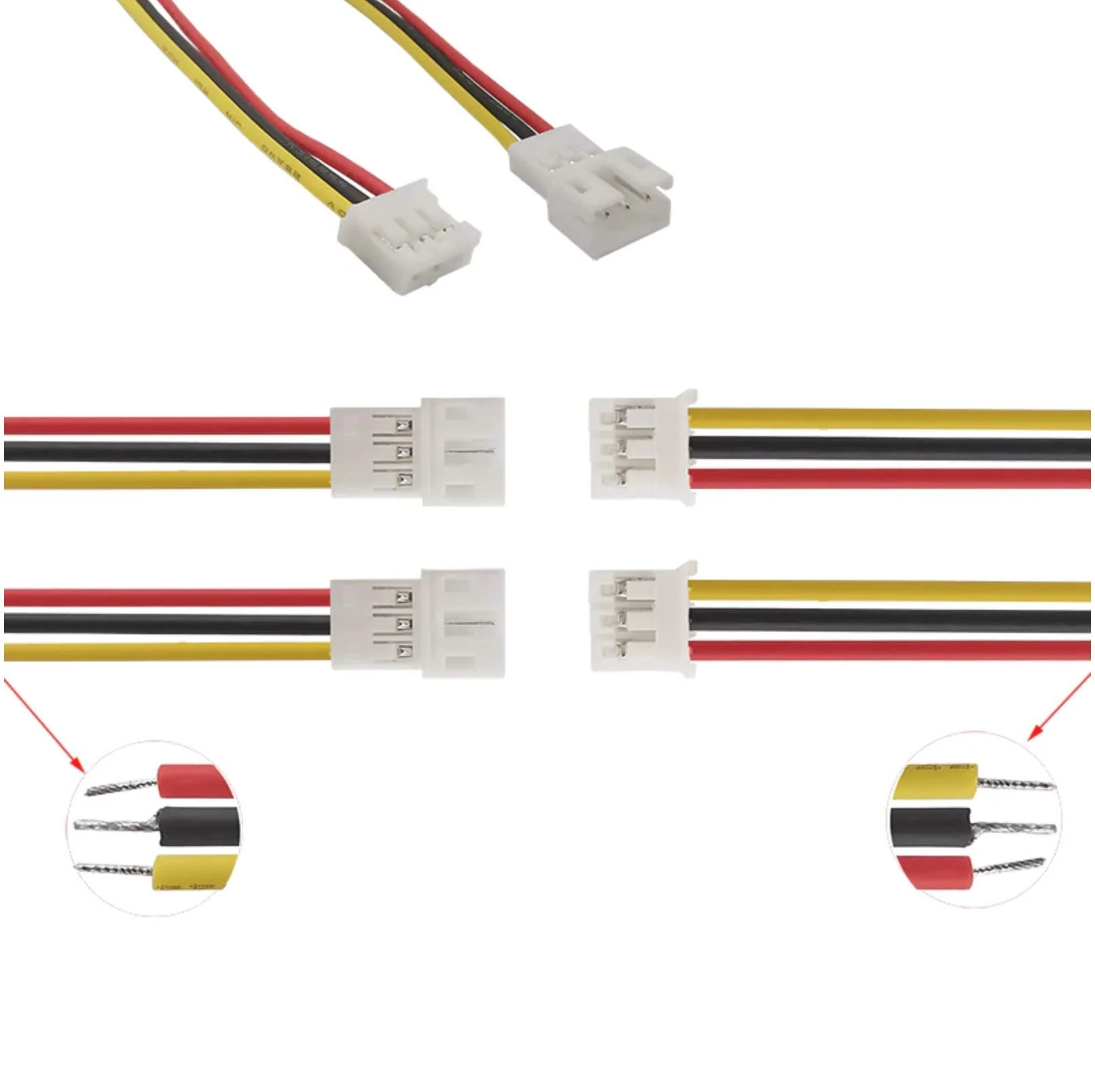 VUNIVERSUM 5X Paare 10 Stück Micro JST PH 2.0 3PIN Rastermaß 2mm Steckverbinder Stecker Male Buchse Female mit je 10cm Kabel Verlängerung Lipo Akku Komputer Elektronik PC DIY Modellbau