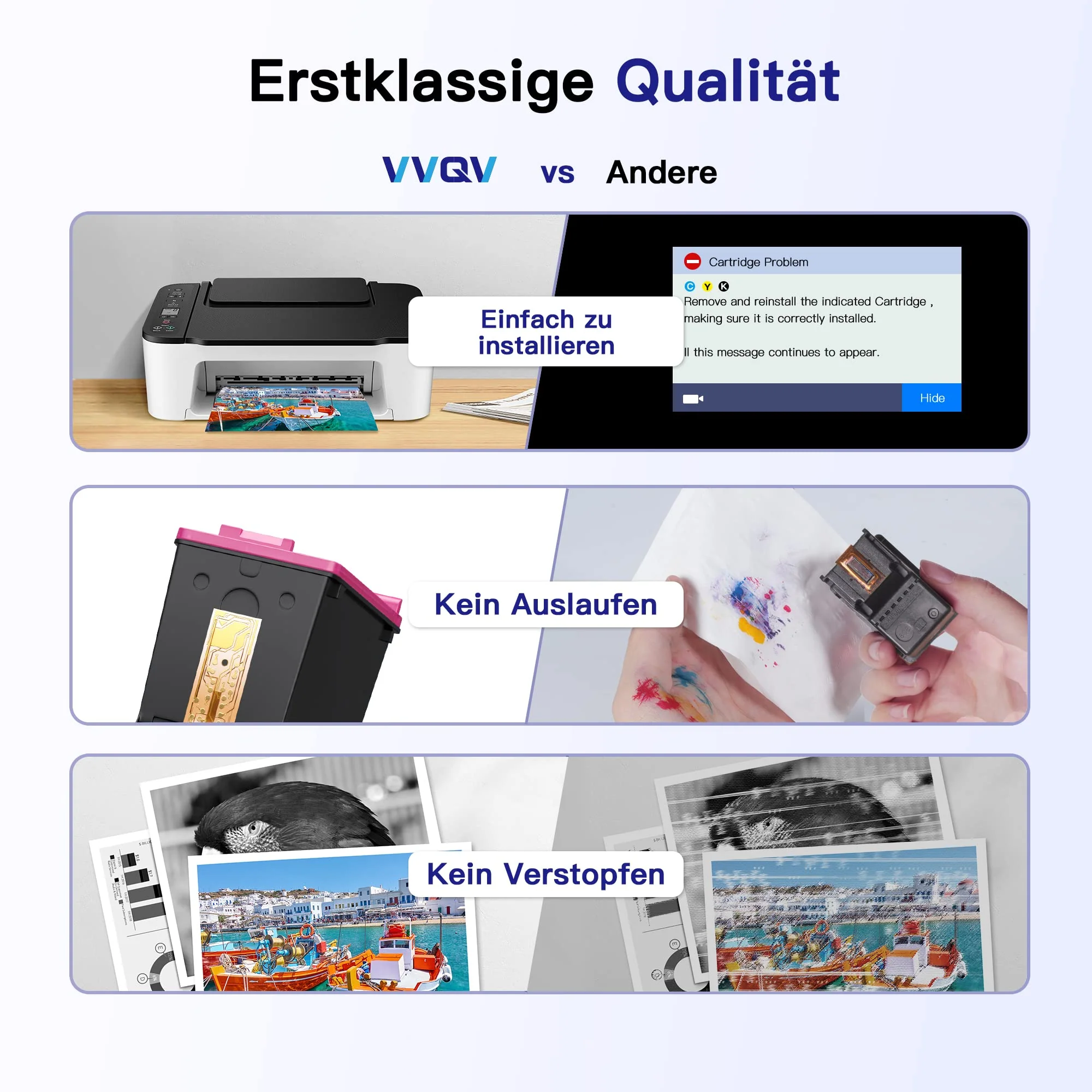 VVQV 304 XL Druckerpatronen Multipack 304XL Ersatz für HP 304 Druckerpatronen schwarz und Farbe für HP Envy 5000 5030 5010 5020 5032 5020 für HP Deskjet 3750 2630 2620 2622 3720 3730 3760 3762 - Image 6