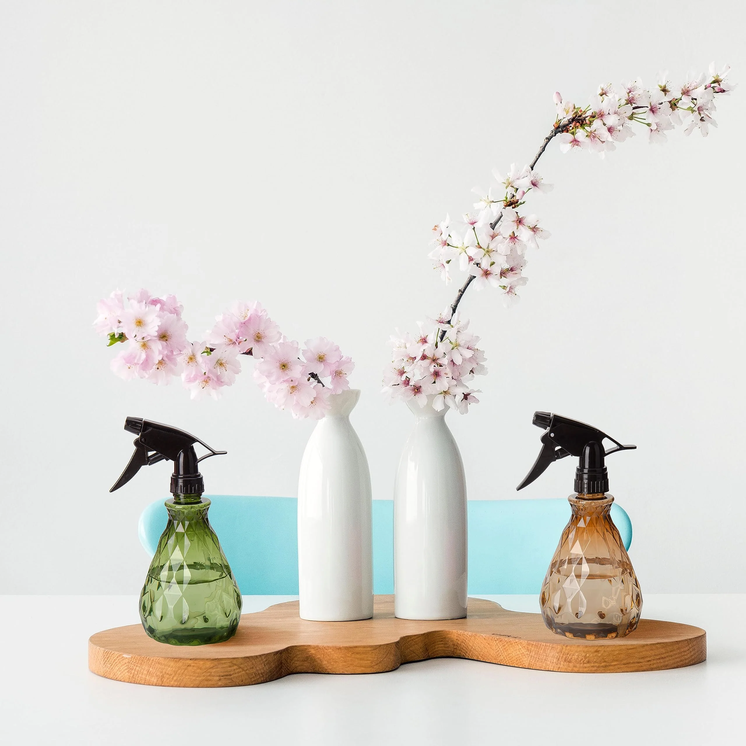 Vwoqiy 2 Stk Sprühflaschen 500ml, Zerstäuber Leere Sprühflasche mit Verstellbare Sprühkopf, Pflanzen Wasserspritze Blumensprüher Sprühflaschen für Pflanzen, Blumen, Garten, Friseur (Grün Braun) - Image 5