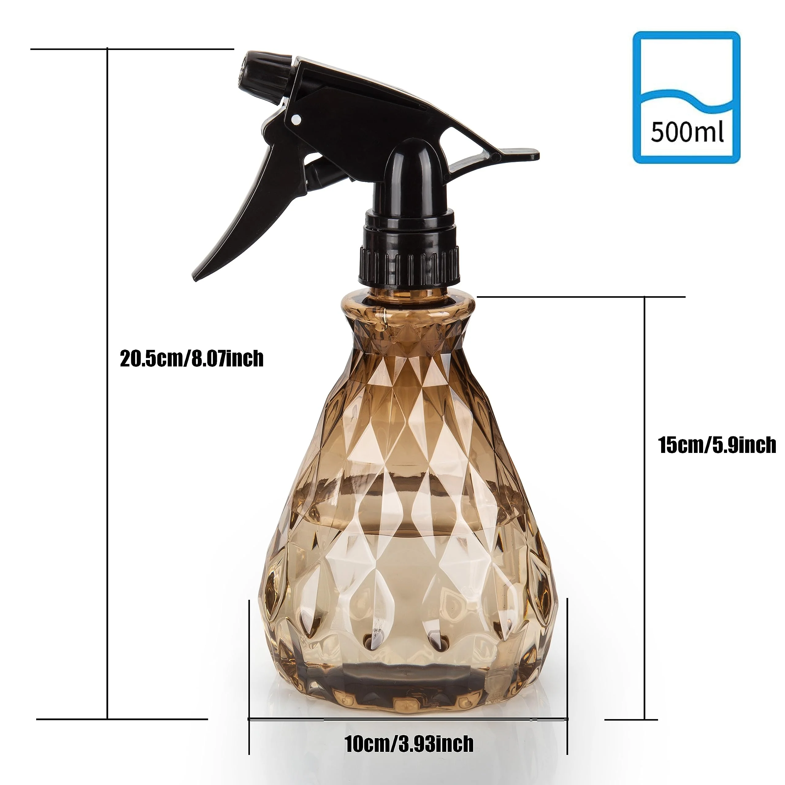 Vwoqiy 2 Stk Sprühflaschen 500ml, Zerstäuber Leere Sprühflasche mit Verstellbare Sprühkopf, Pflanzen Wasserspritze Blumensprüher Sprühflaschen für Pflanzen, Blumen, Garten, Friseur (Grün Braun) - Image 8