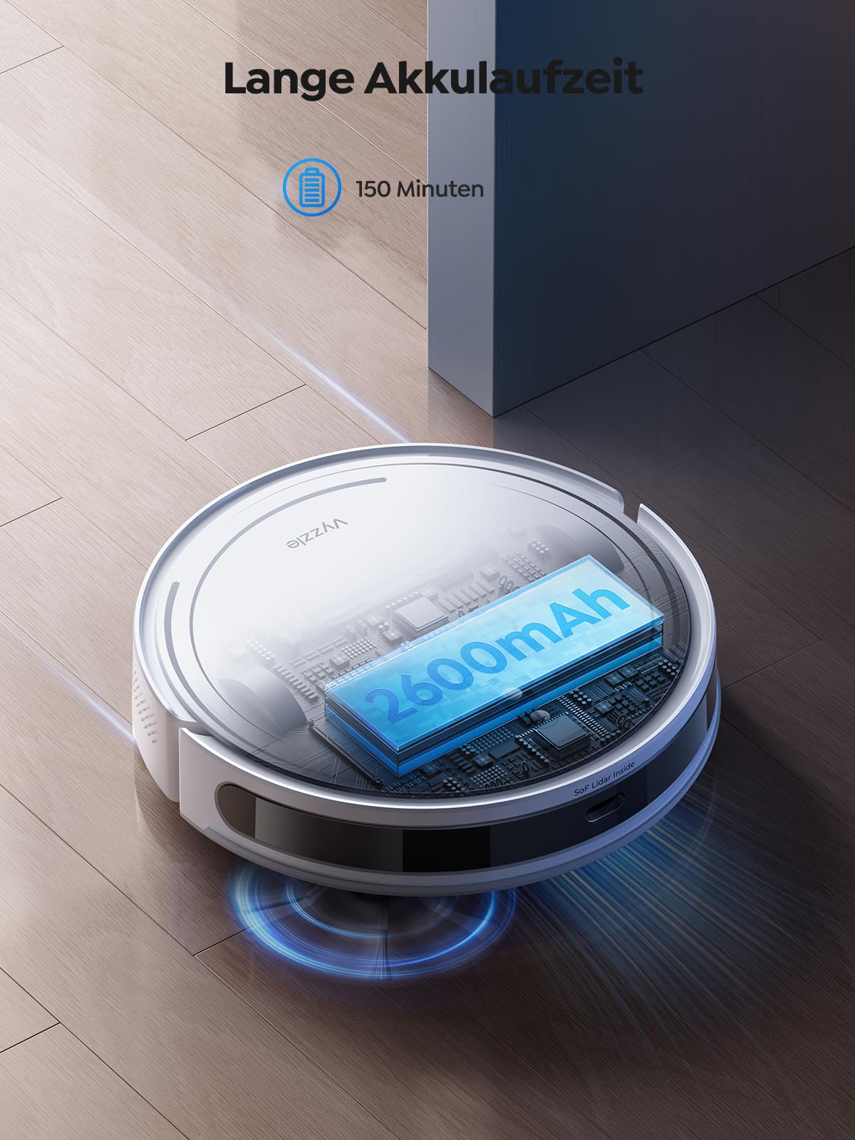 Vyzzle Saugroboter mit Wischfunktion, ultradünner Saugroboter mit LDS Navigation, 5000Pa Staubsauger Roboter D10, App/Alexa, Ideal für Tierhaare, Teppich, Hartboden - Image 8