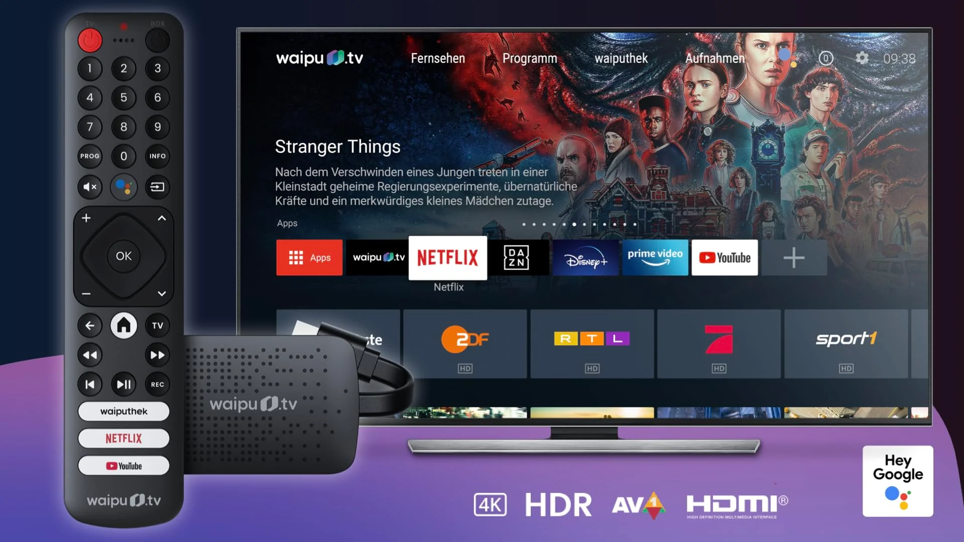 waipu.tv 4K Stick | Inkl. Fernbedienung mit Schnellwahltasten (mit TV-Steuerungstasten) | Fernsehen über WLAN | HDMI | 4K | HDR - Image 8