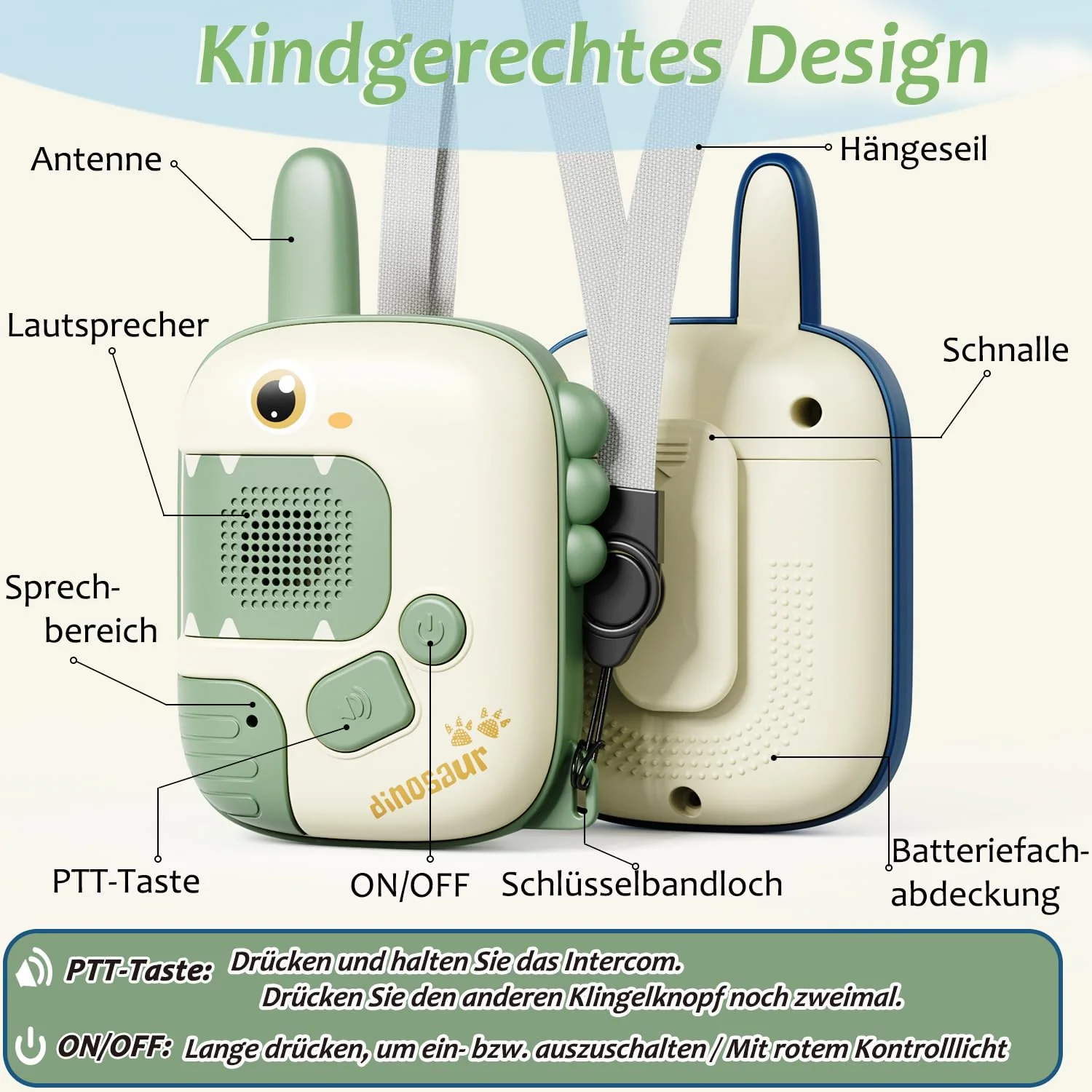 Walkie Talkie Kinder - Spielzeug ab 3 4 5 6 7 8 Jahre Dinosaurier Spielzeug Junge Mädchen Geschenke Junge 3-10 Jahre Outdoor Spiele für Kinder Kinderspielzeug Geschenkideen Halloween Weihnachten - Image 6