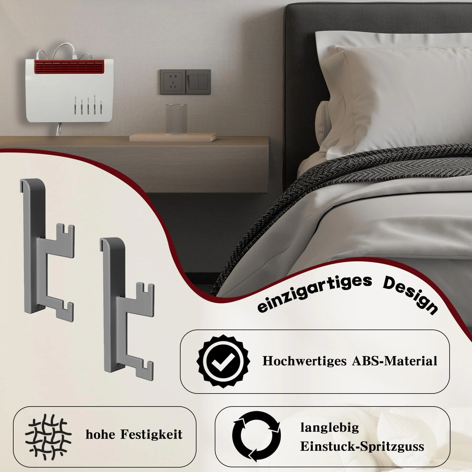 Wandhalterung für Fritzbox 7590 AX/7590/7530/7510/5590/6660 Router mit Kabelmanagement, Befestigungsmaterial Schrauben und Dübel (Nicht 3D-Druck) - Image 2