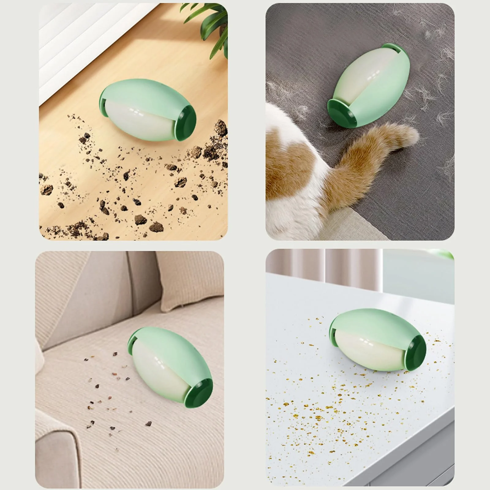 Waschbarer tragbarer Aufkleber, Tierhaarentferner Fusselrolle, Waschbare klebrige Gel Fusselrolle Ball für Haustier Haar, Wiederverwendbarer Gel-Fusselroller für Kleidung, Reisen, Haus (Grün) - Image 3