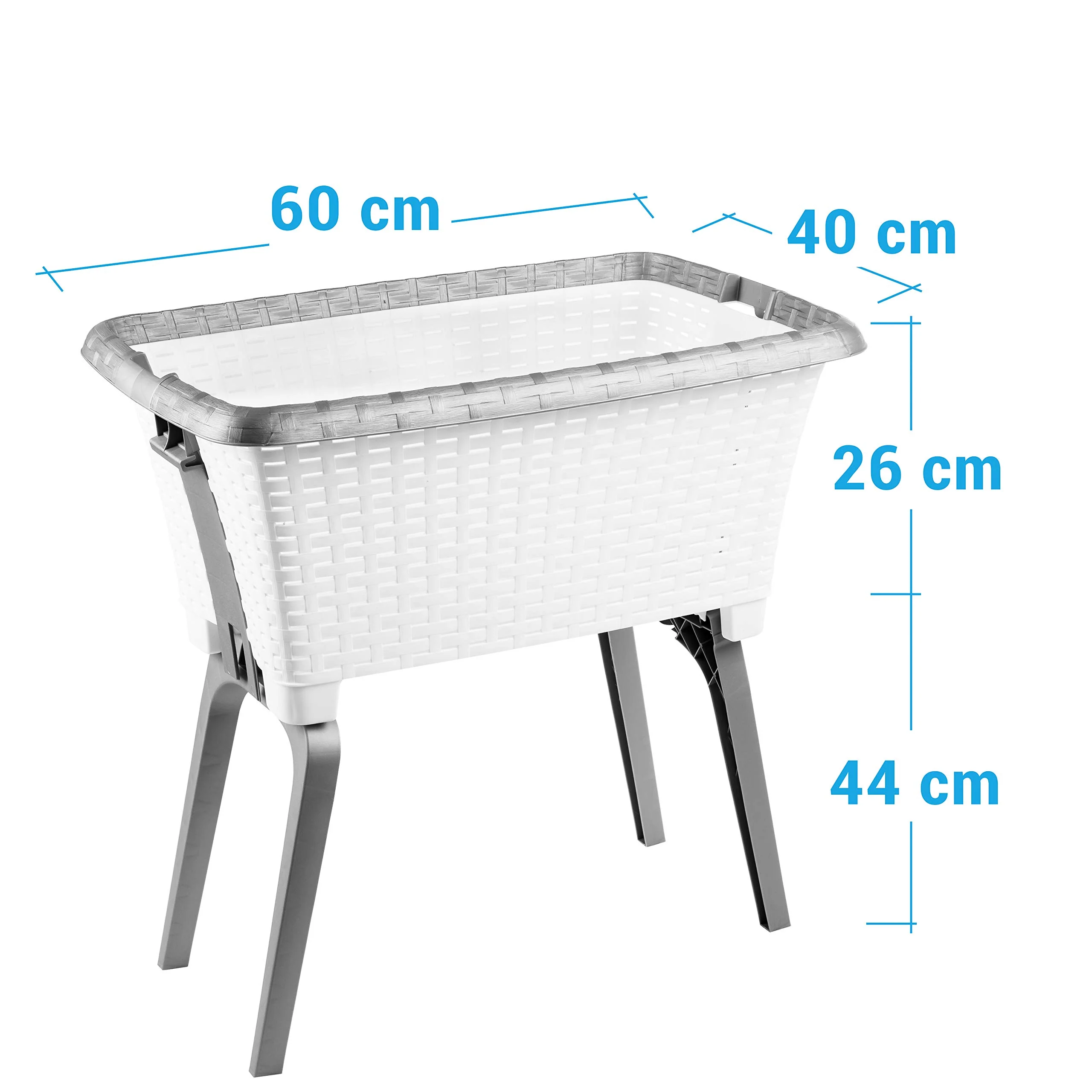 Wäschekorb Plastik mit Stand-Automatik - Wäschewanne Wäsche Korb mit Beinen FüÃŸen Farben wählbar (weiss) - Image 2