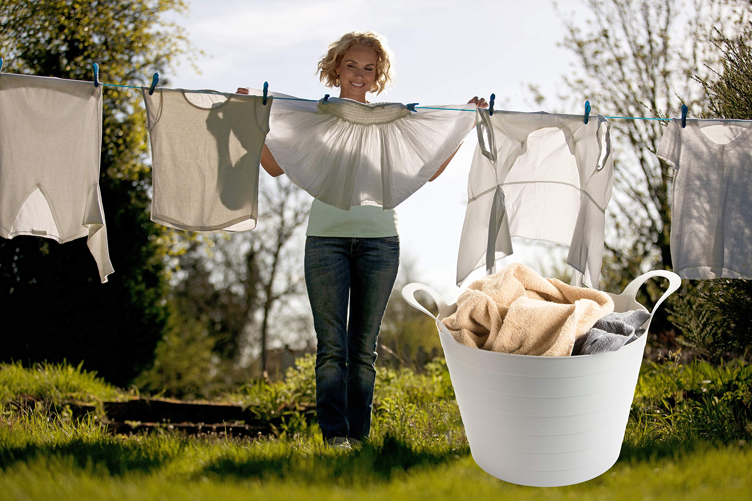 Wäschewanne Flexi, 3er Set, 45 x 40 cm, 30 Liter, Wäschekorb Plastik mit Griffen, 3 Farbe, Made in EU - Image 3