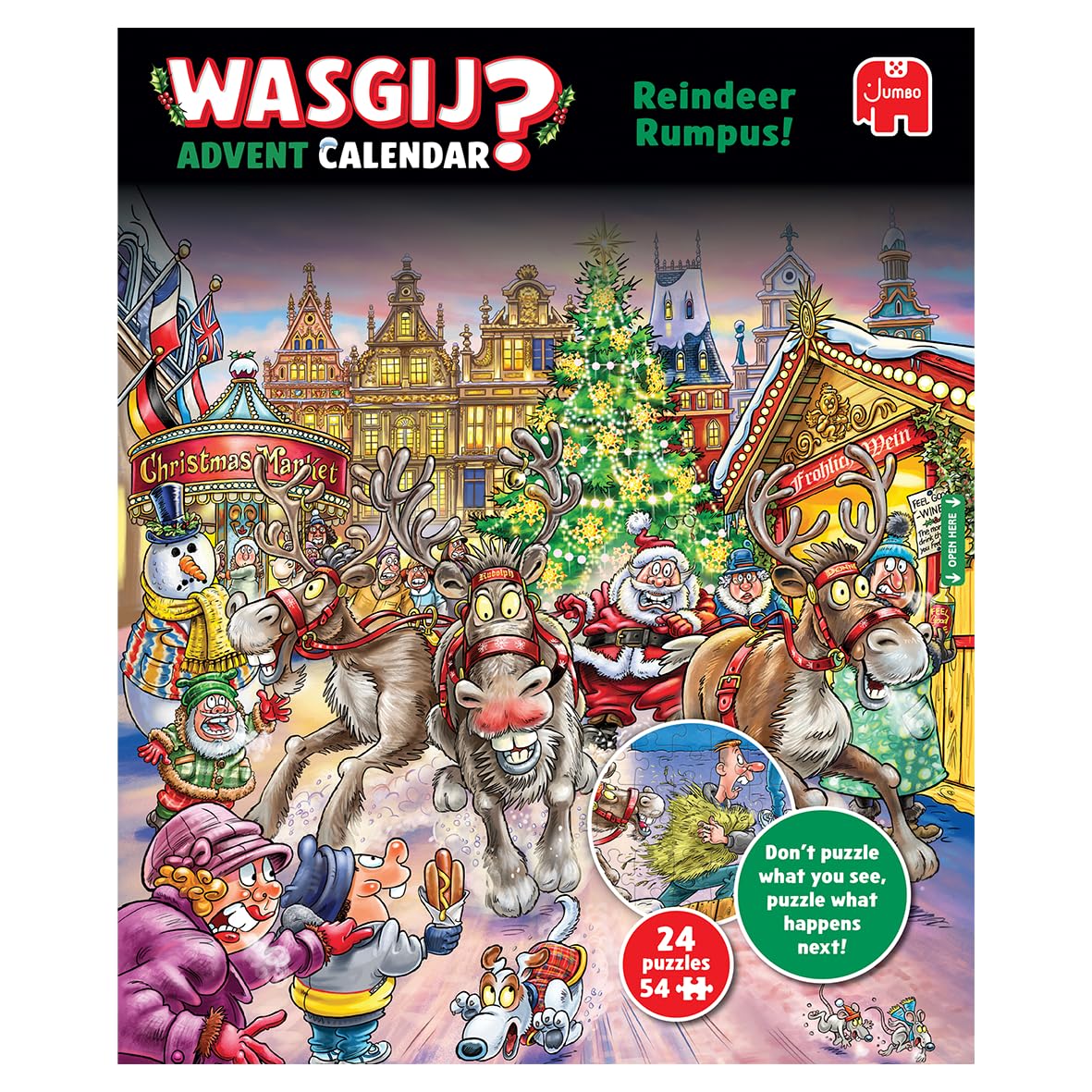 Wasgij Weihnachtspuzzle Adventskalender 2025, Rentier Raserei - Tägliches Puzzleset, 24 Tage Puzzle, 54-teilige Puzzles für Erwachsene 100 Prozent recycelter Karton für Erwachsene Festlicher Countdown - Image 2