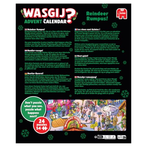 Wasgij Weihnachtspuzzle Adventskalender 2025, Rentier Raserei - Tägliches Puzzleset, 24 Tage Puzzle, 54-teilige Puzzles für Erwachsene 100 Prozent recycelter Karton für Erwachsene Festlicher Countdown - Image 4