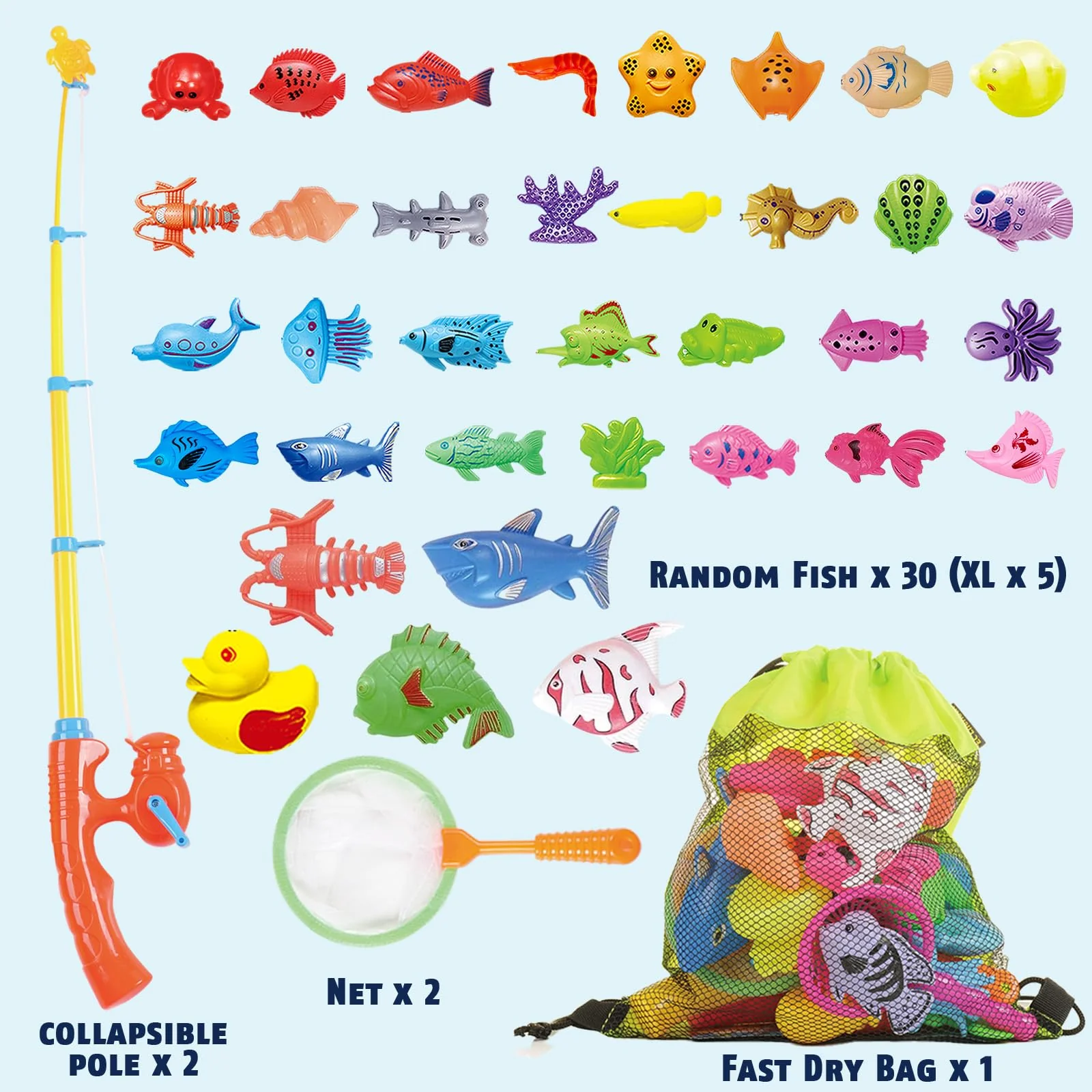 Wasserspielzeug Kinder Outdoor Pool Spielzeug Kinder ab 3 4 5 Jahre Angelspiel mit 30 Magnetischen Fischen Badewannenspielzeug Badespielzeug für Kinderpool/Planschbecken/ Garten/Strand - Image 7