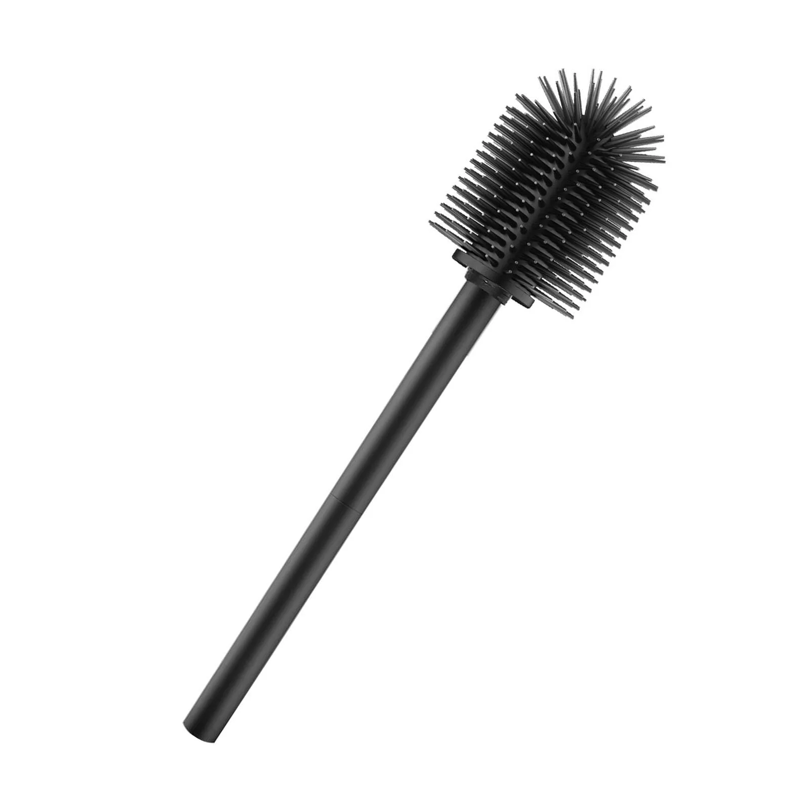 WAVEWO WC-Bürste Silikon -Toilettenbürste 2 Sätze, 3 Ersatzbürstenköpfe, Lange Edelstahlgriffe, geeignet für Badezimmer, Toilettenbürste Durchmesser 7 cm (TPR Mattschwarz) - Image 3