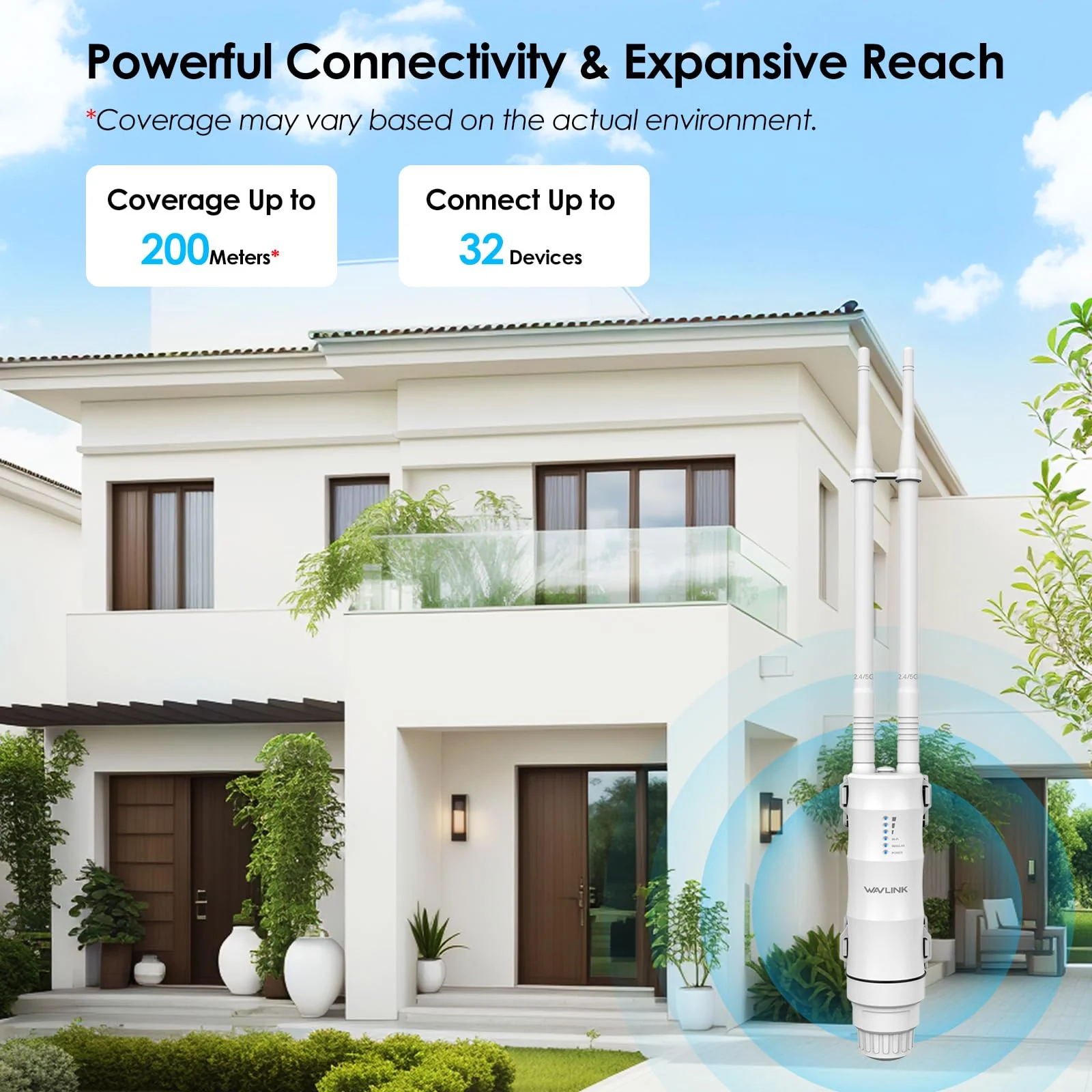 WAVLINK AC1200 Outdoor WLAN Repeater, wetterfester 1200Mbit/s WLAN Access Point/Verstärker unterstützt Passive/Active PoE, AP/Router/Repeater Modi, 100Mbit/s WAN/LAN, WPA2, EU-Netzteil - Image 7