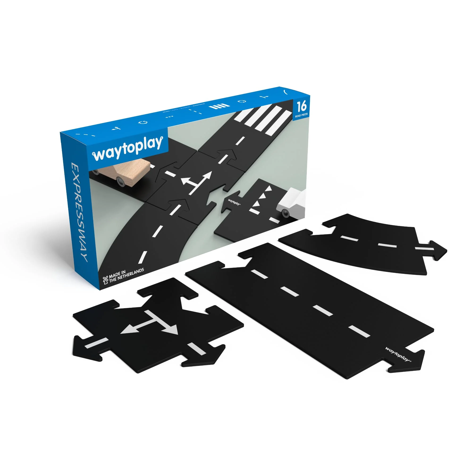 Waytoplay Expressway - Die Flexible Spielzeugstraße, 16 st. Spielen Sie mit Ihren Autos drinnen und draußen. Hergestellt in den Niederlanden