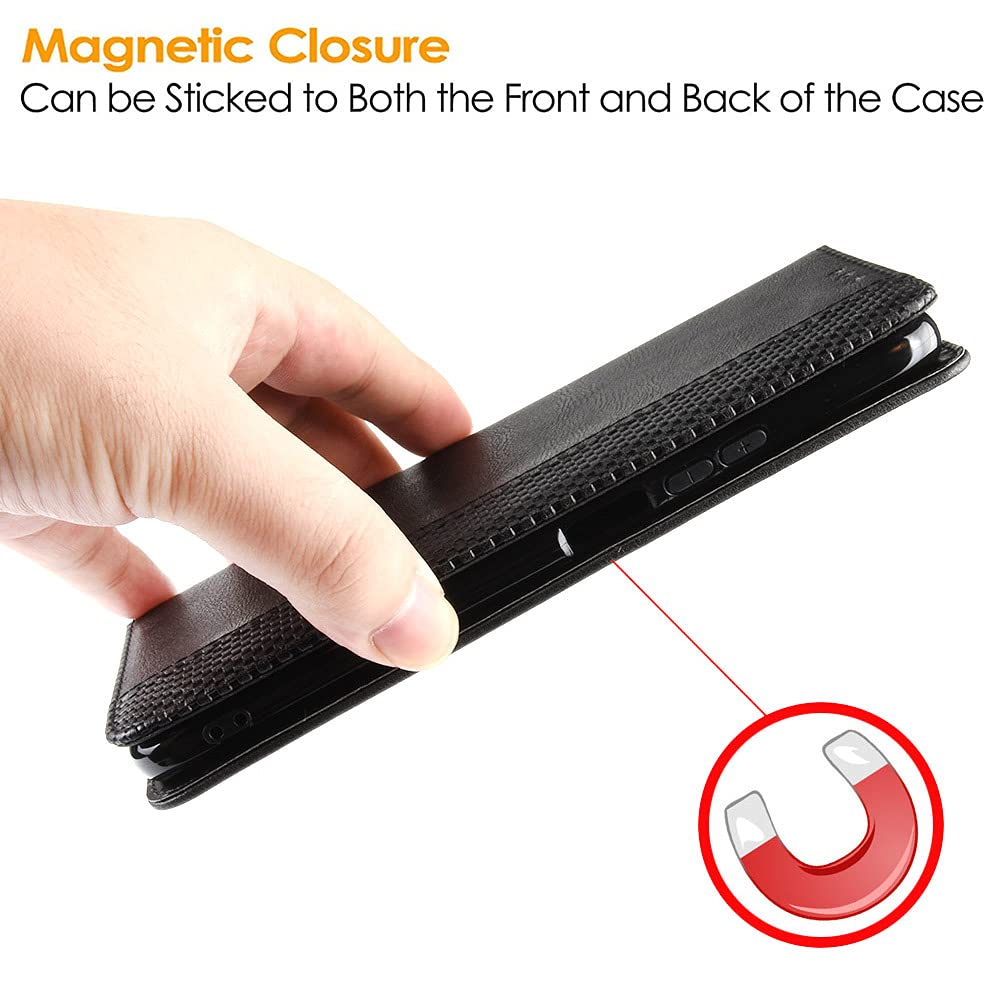 WBWONE Hülle für Samsung Galaxy A06, Premium TPU/PU Leder Klappbar Schutzhülle Tasche Handyhülle mit Standfunktion & Kartensteckplätzen, Schwarz - Image 3