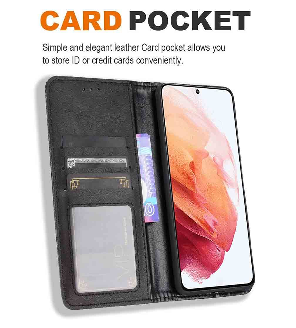 WBWONE Hülle für Samsung Galaxy A06, Premium TPU/PU Leder Klappbar Schutzhülle Tasche Handyhülle mit Standfunktion & Kartensteckplätzen, Schwarz - Image 5