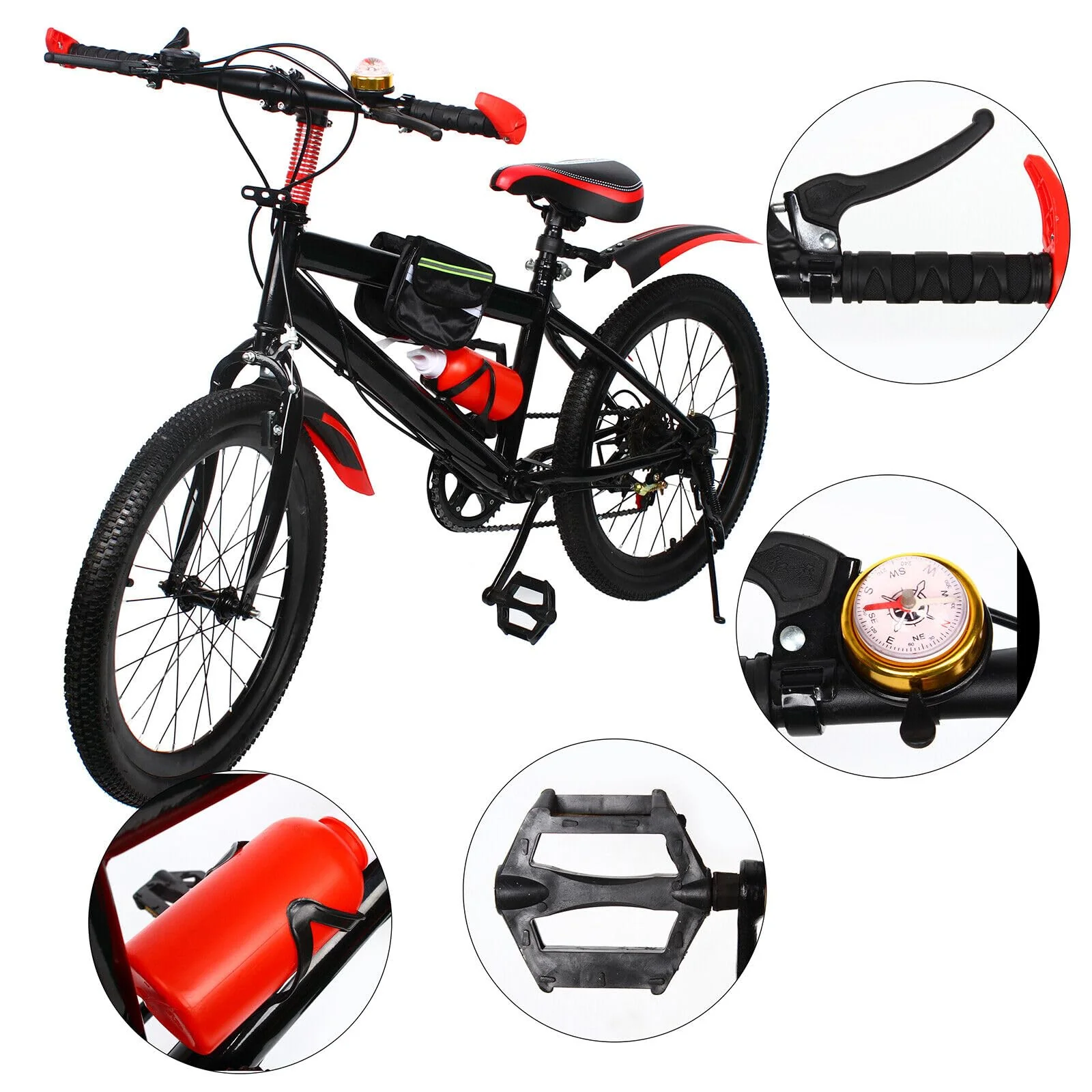 WEIGR 20 Zoll Kinderfahrrad ab 5 Jahren Mountainbike MTB Fahrrad Kinderfahrräder mit V-Brake Bremsen - Schutzblech Federgabel, Mountain Bikes für Mädchen Jungen Herren (Rot) - Image 6