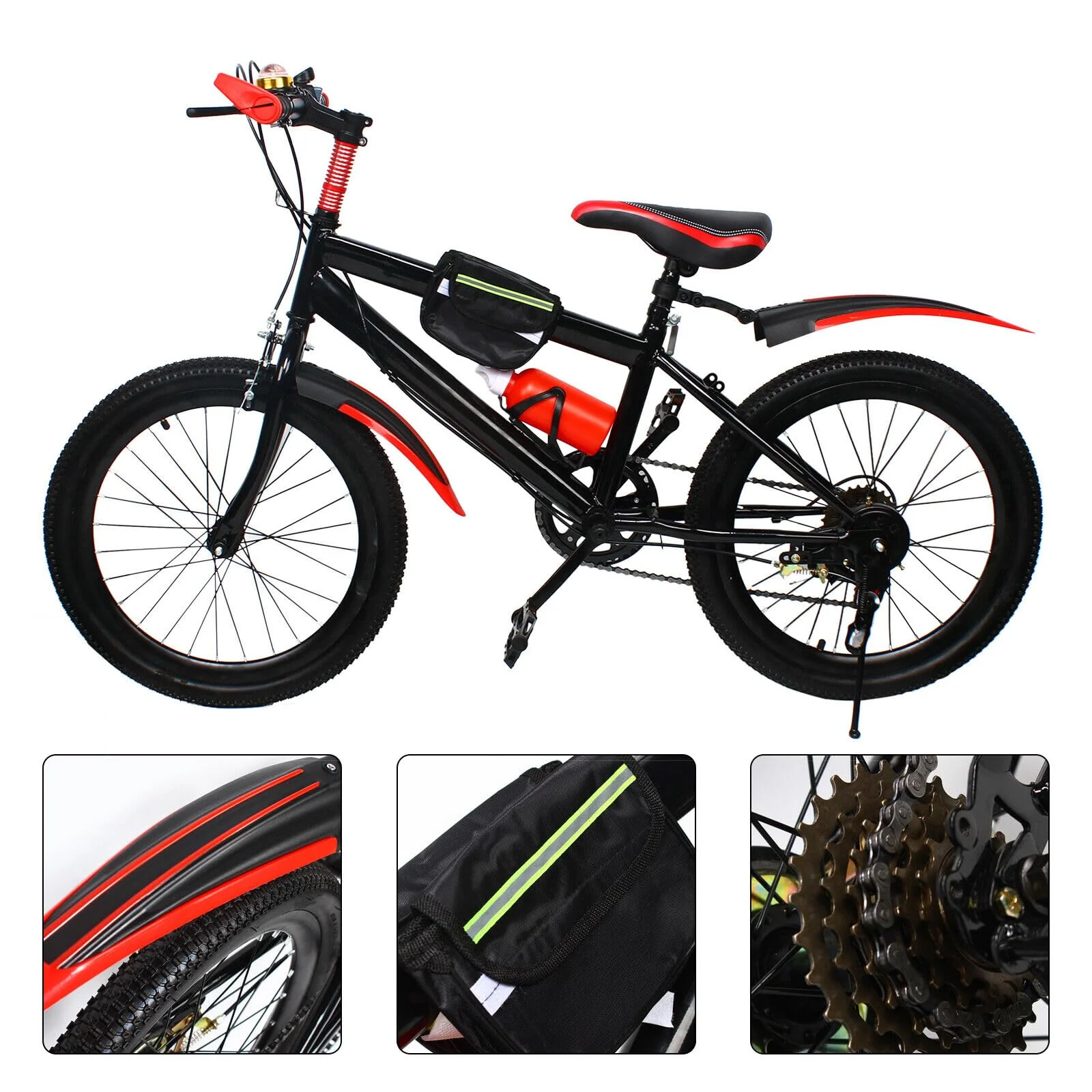 WEIGR 20 Zoll Kinderfahrrad ab 5 Jahren Mountainbike MTB Fahrrad Kinderfahrräder mit V-Brake Bremsen - Schutzblech Federgabel, Mountain Bikes für Mädchen Jungen Herren (Rot) - Image 7