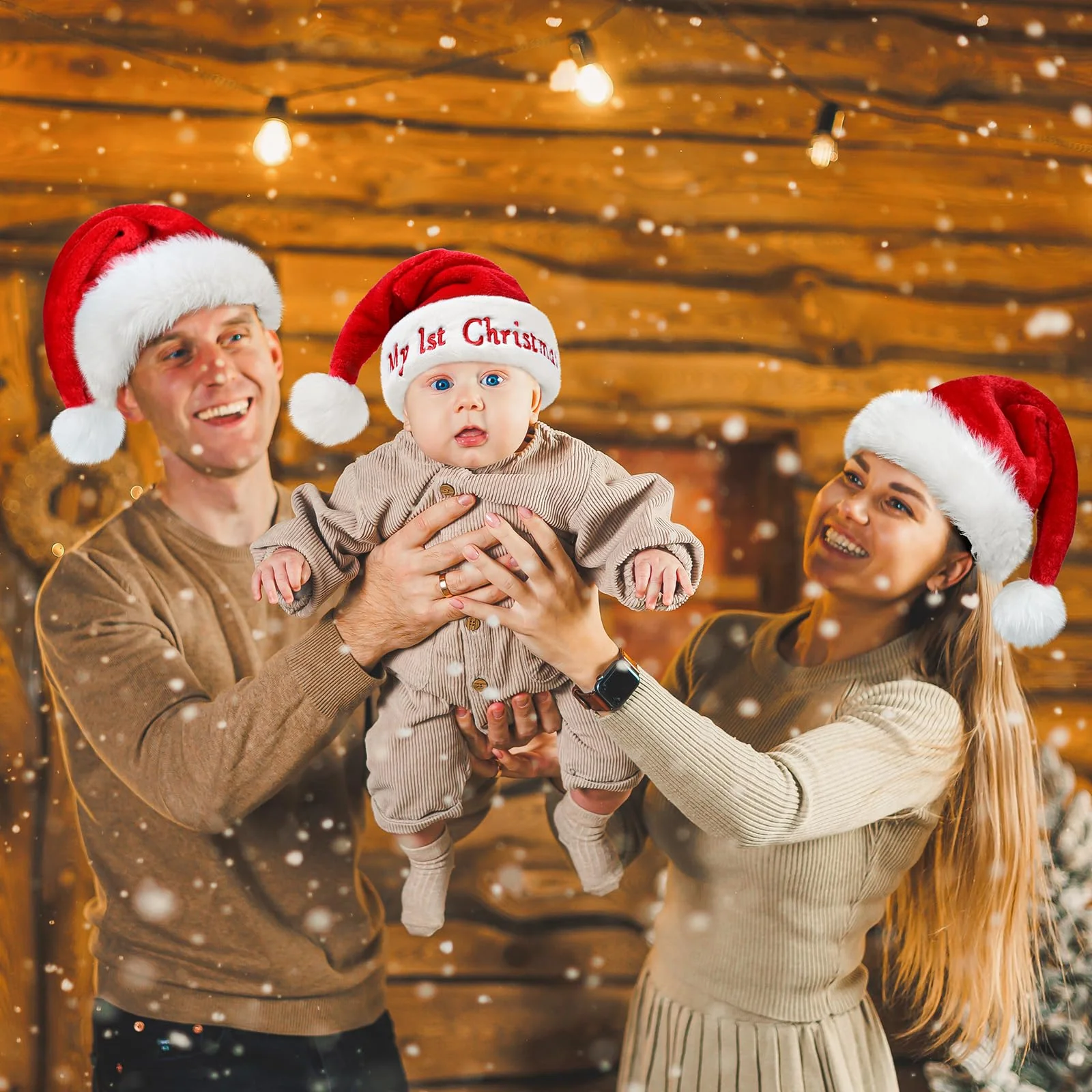 Weihnachtsmütze Baby Nikolausmütze Baby "My 1st Christmas"Plüsch Weihnachtsmann mütze Rote Santa Mütze Bequemes Dicker Klassischer nikolaus mütze aus Samt für Gedenken festliche Partys im neuen Jahr - Image 8
