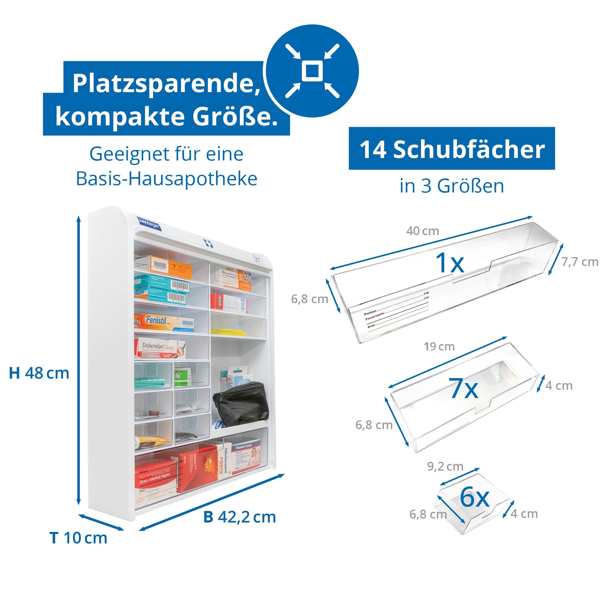 Weinberger Medizinschrank I Apotheker- und Medikamenten-Schrank I Tabletten-Aufbewahrung I Hausapotheke I Arznei- & Erste-Hilfe-Schrank I Kindersicherung I Jalousie I viele Fächer I Weiß - Image 3