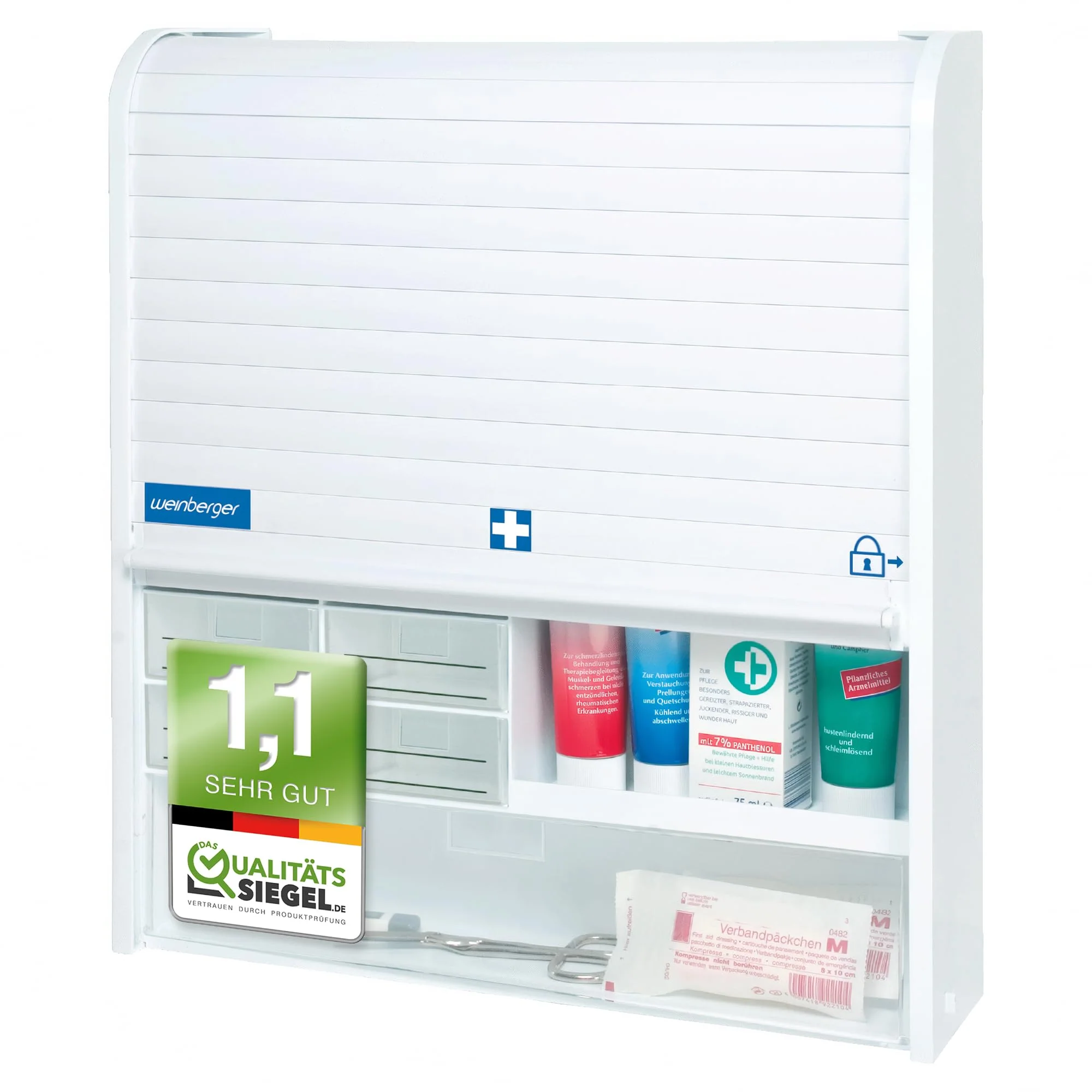 Weinberger Medizinschrank I Apotheker- und Medikamenten-Schrank I Tabletten-Aufbewahrung I Hausapotheke I Arznei- & Erste-Hilfe-Schrank I Kindersicherung I Jalousie I viele Fächer I Weiß - Image 6