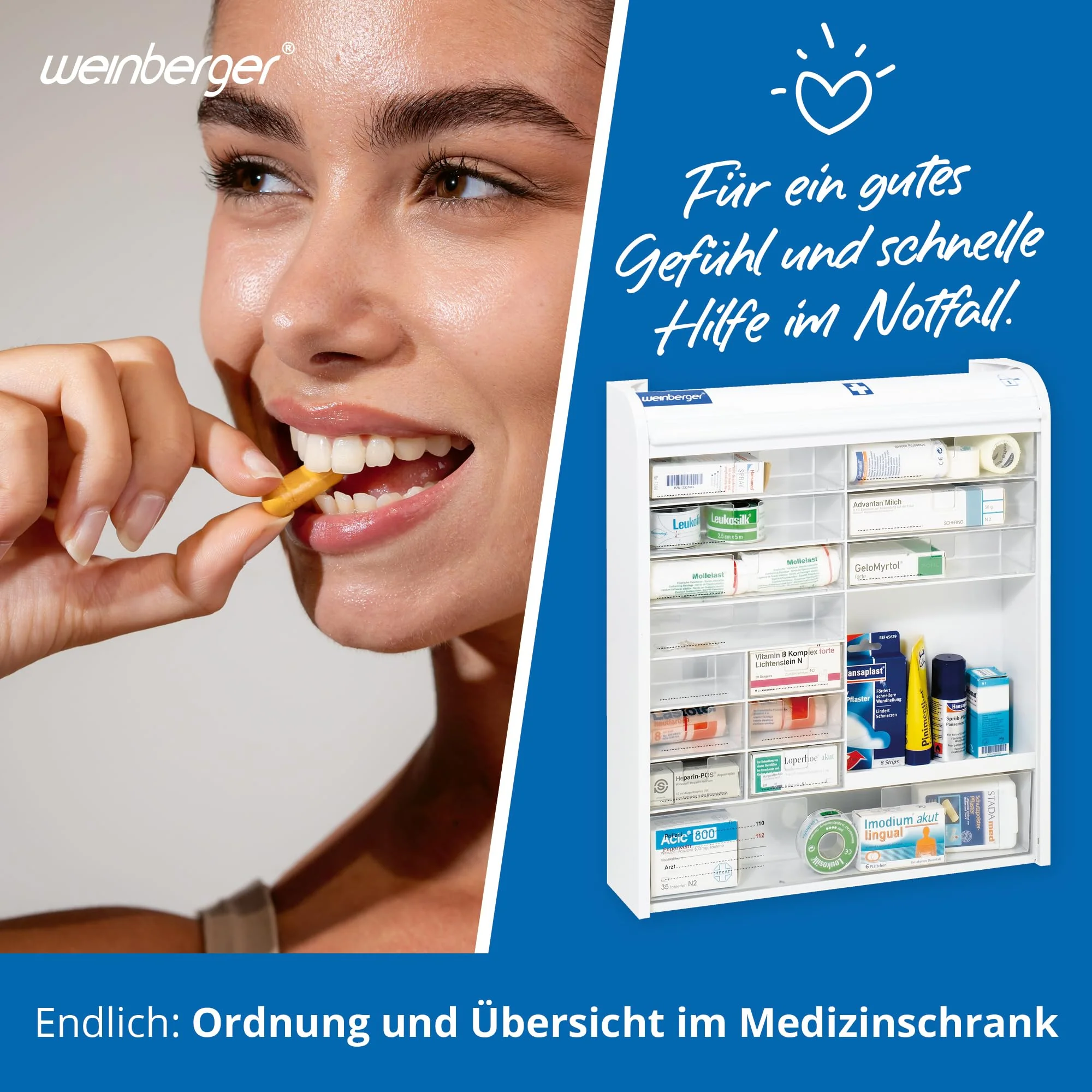 Weinberger Medizinschrank I Apotheker- und Medikamenten-Schrank I Tabletten-Aufbewahrung I Hausapotheke I Arznei- & Erste-Hilfe-Schrank I Kindersicherung I Jalousie I viele Fächer I Weiß - Image 7