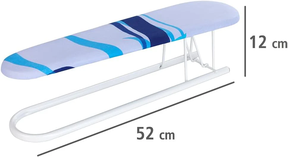 WENKO Ärmelbügelbrett, zusätzliches Bügelbrett mit Dekorbezug für Hemden & Hosenbeine, knitterfreier Bezug für Komfortables Bügeln aus 100% Baumwolle, praktische Bügelhilfe, 52 x 12 cm, Blau - Image 13