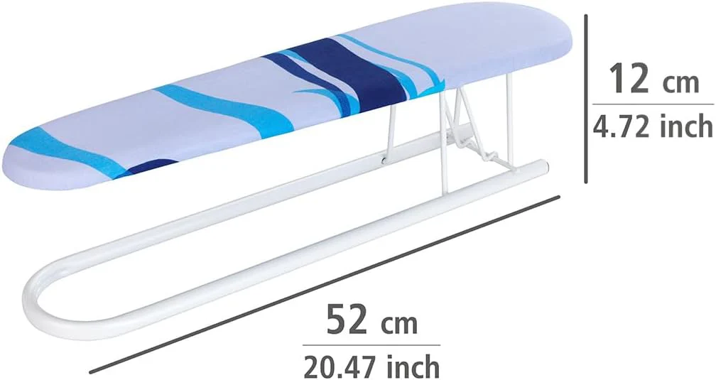 WENKO Ärmelbügelbrett, zusätzliches Bügelbrett mit Dekorbezug für Hemden & Hosenbeine, knitterfreier Bezug für Komfortables Bügeln aus 100% Baumwolle, praktische Bügelhilfe, 52 x 12 cm, Blau - Image 8